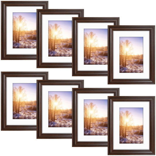 12x16 Picture Frame with White Mat for 8x12 Photo Brown Color (8 Pcs per Box)