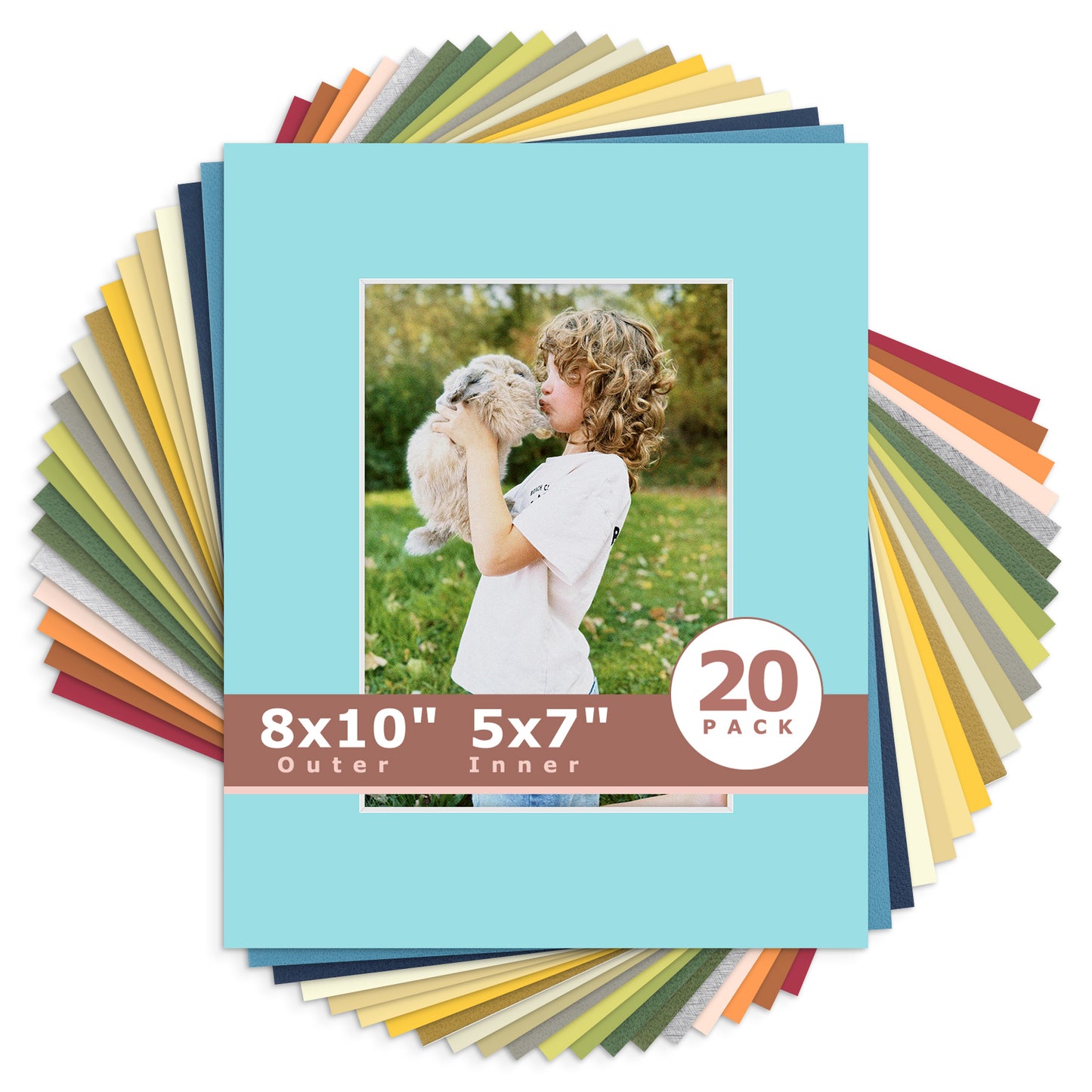 8x10 Mixed Color Mats For 5x7 Picture-Pack of 20