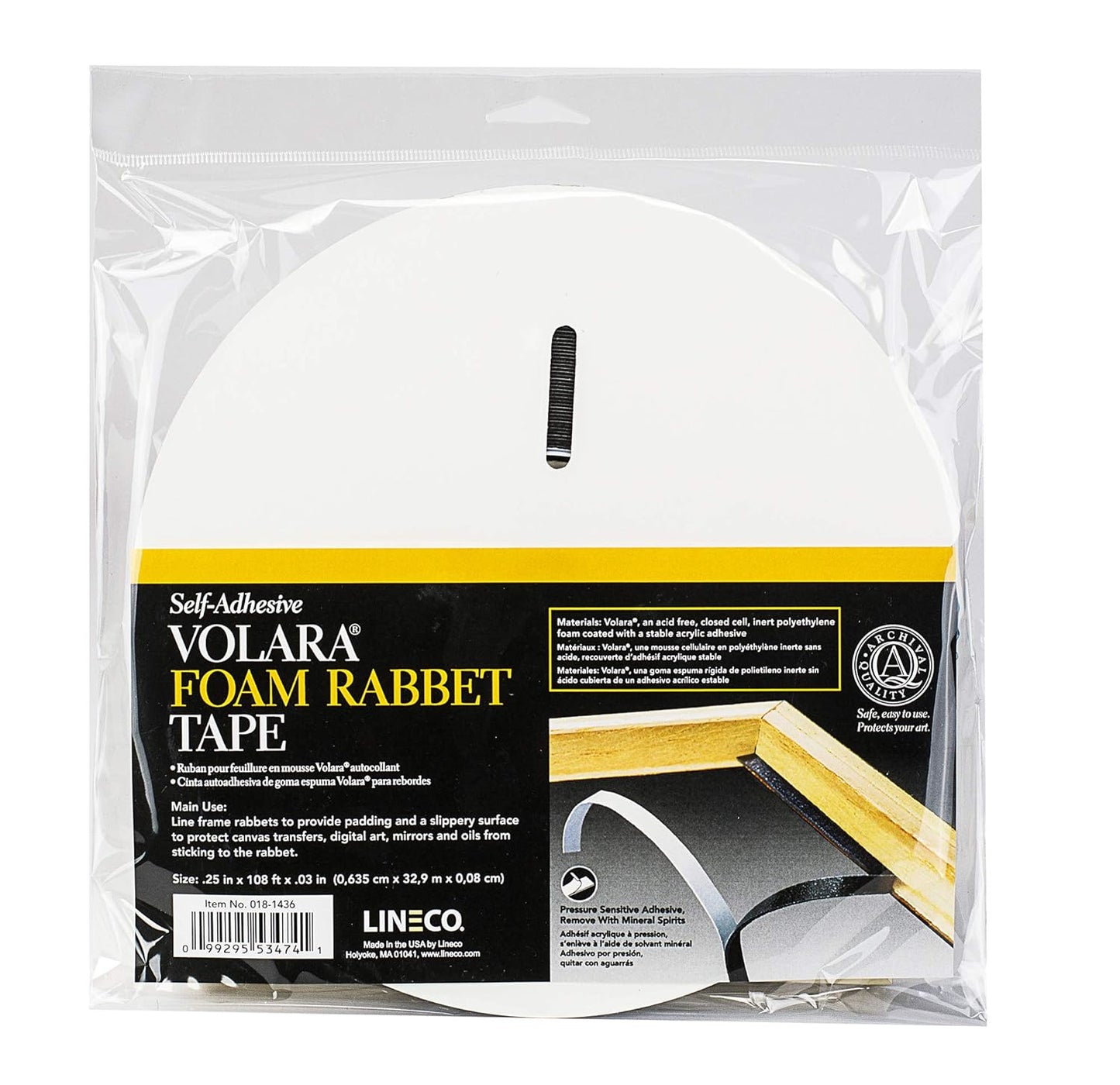 Lineco Foam Rabbet Tape 1/4 inch Wide 36 Yards