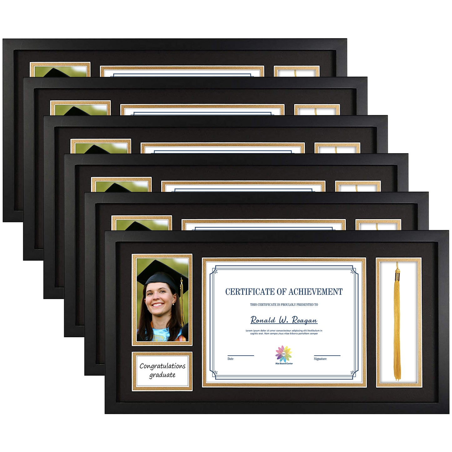 11x22 Frame for 8.5x11 and 4x6 Picture Black Wood, Solid Smooth (6 Pcs per Box)