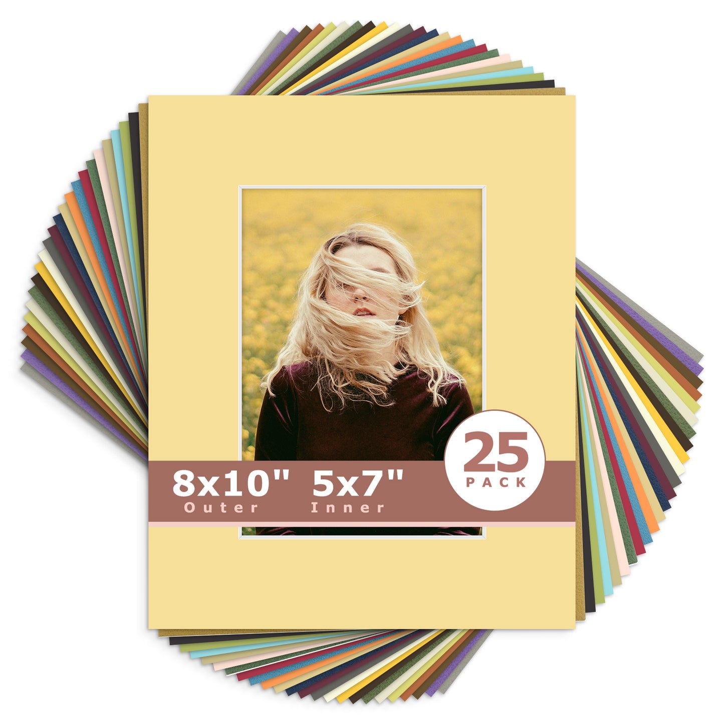 8x10 Mixed Color Mats For 5x7 Picture-Pack of 25