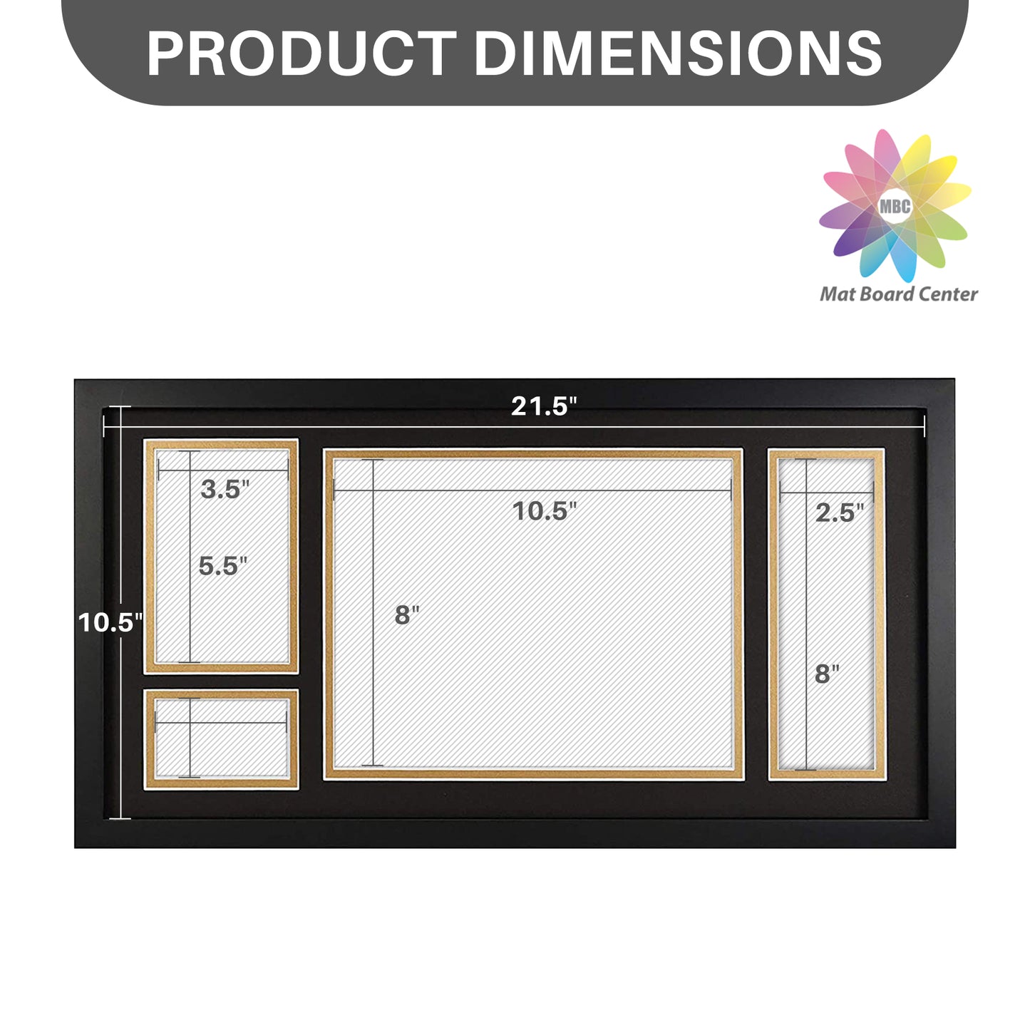 11x22 Frame for 8.5x11 and 4x6 Picture Black Wood, Solid Smooth (6 Pcs per Box)