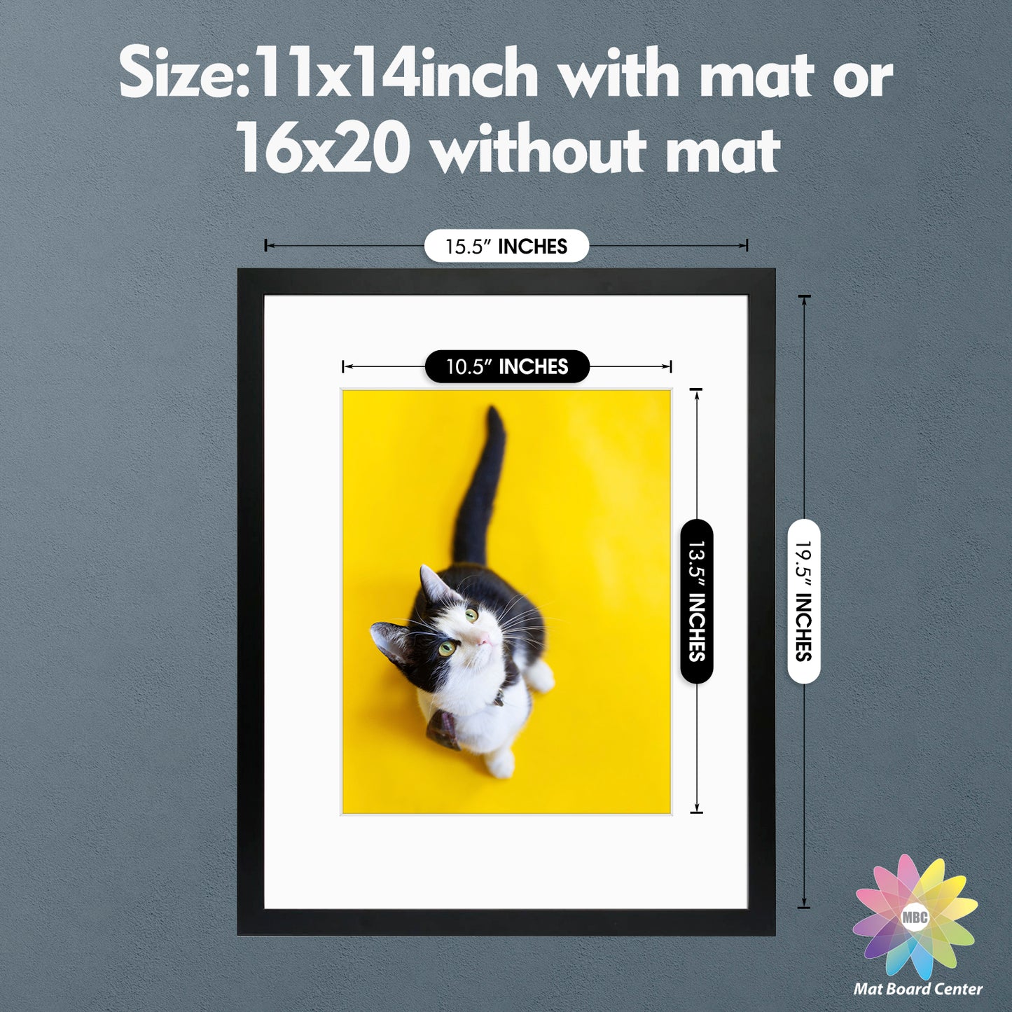 16x20 Frame for 11x14 Picture Black MDF