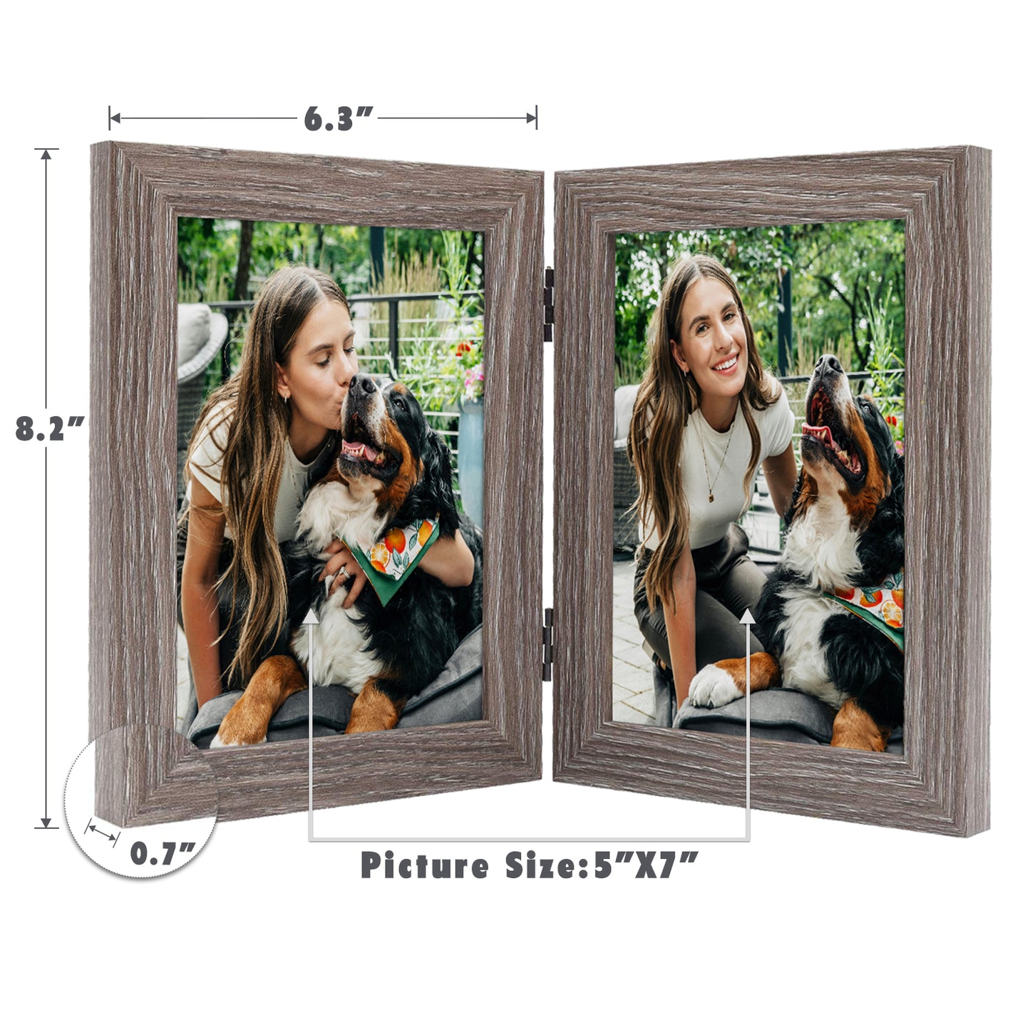 Clearance 5x7 Double Picture Frame Grey (10 Pcs Per Box)