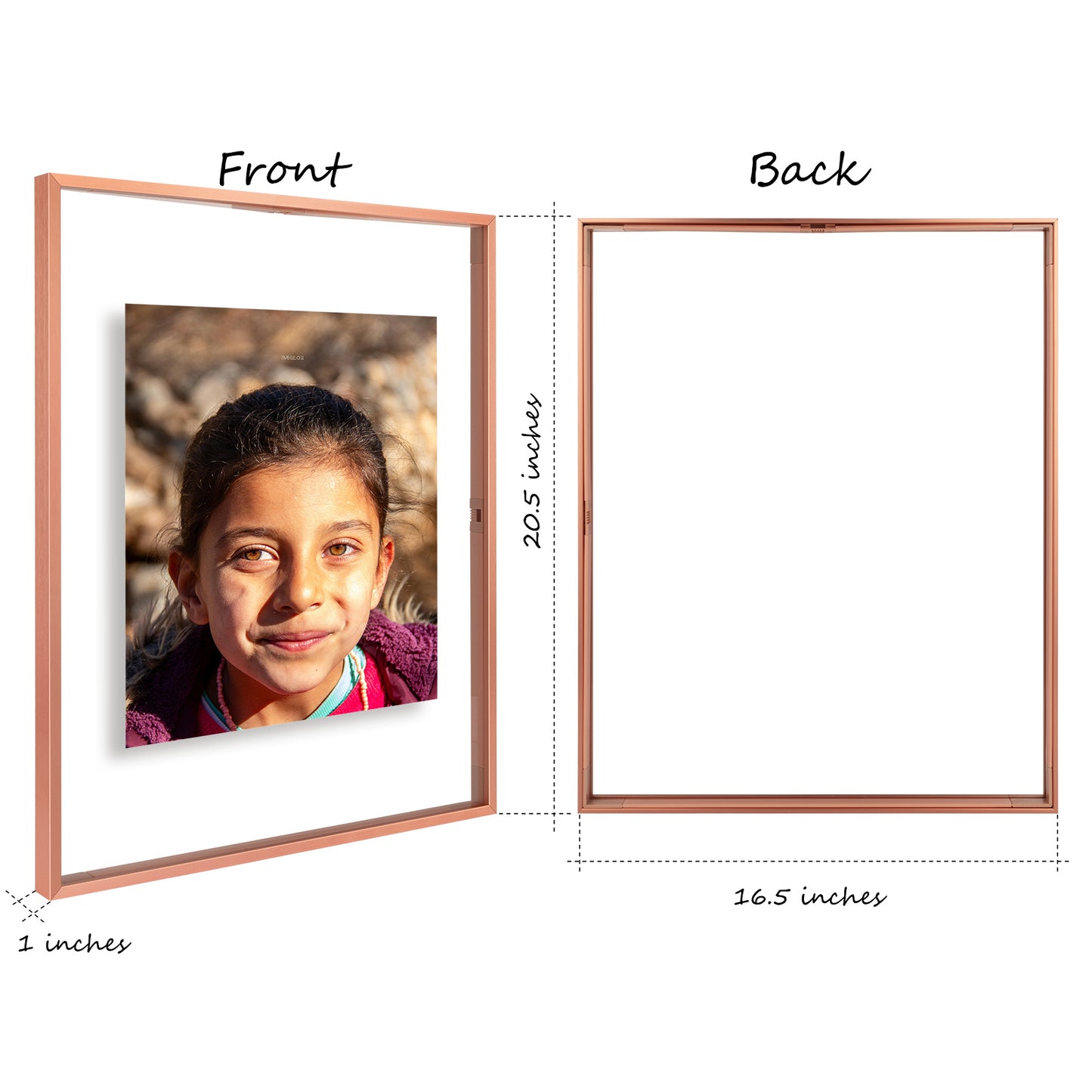 Clearance 16x20 Floating Frame For Any Size Photo Up to 16 by 20 Rose Gold (6 Pcs Per Box)