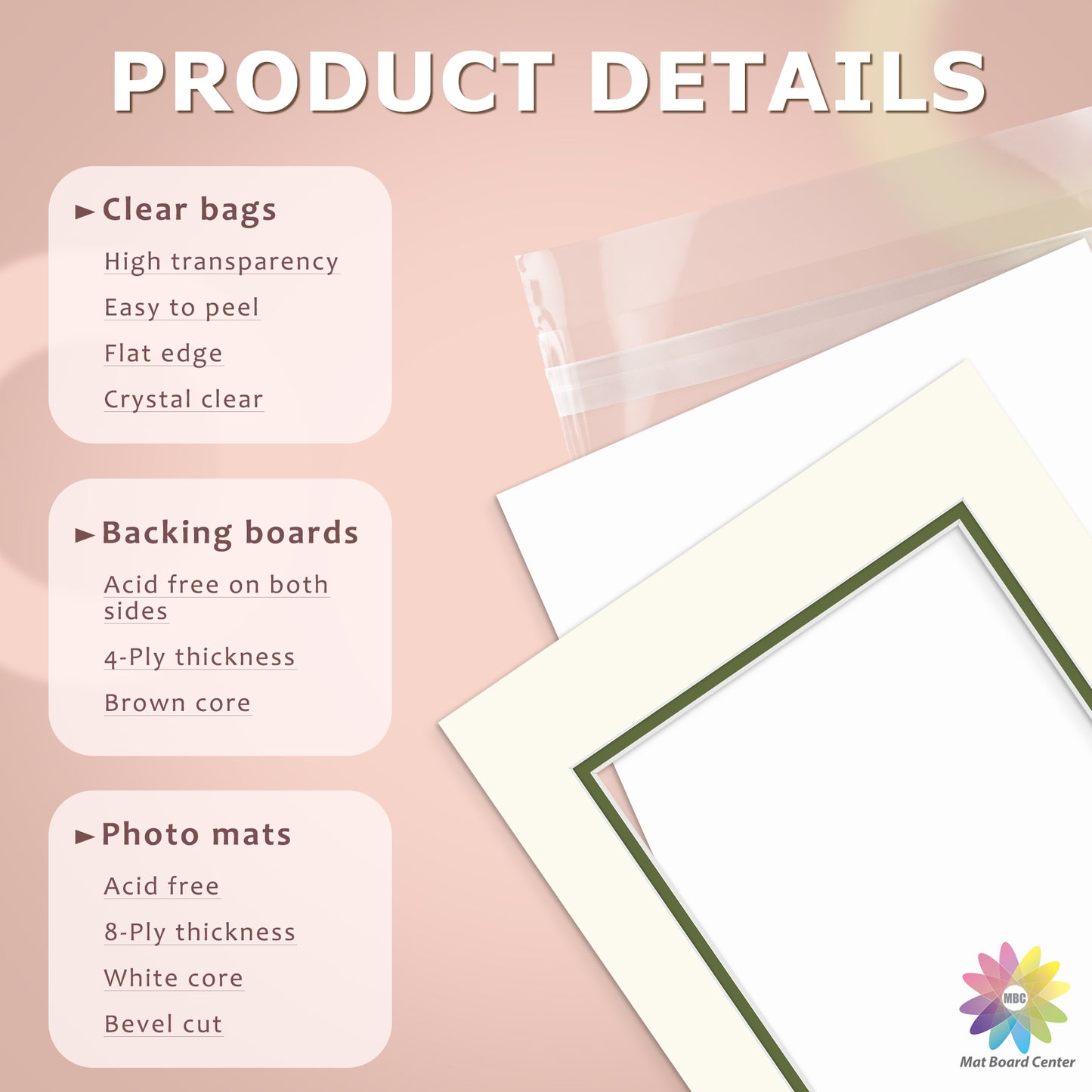 10 Pack 11x14 Ivory Turret Over Green Double Mat For 8x10 Photos + Backing + Bag