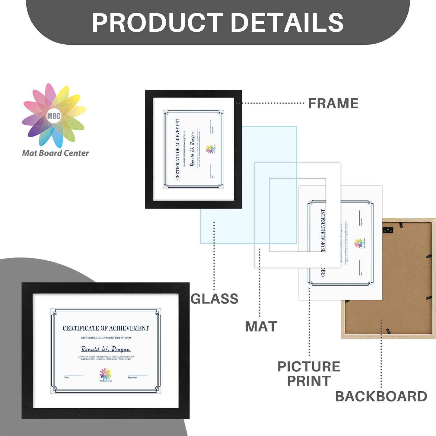 11x14 Wood Frame for 8.5x11 Picture Black (10 Pcs per Box)