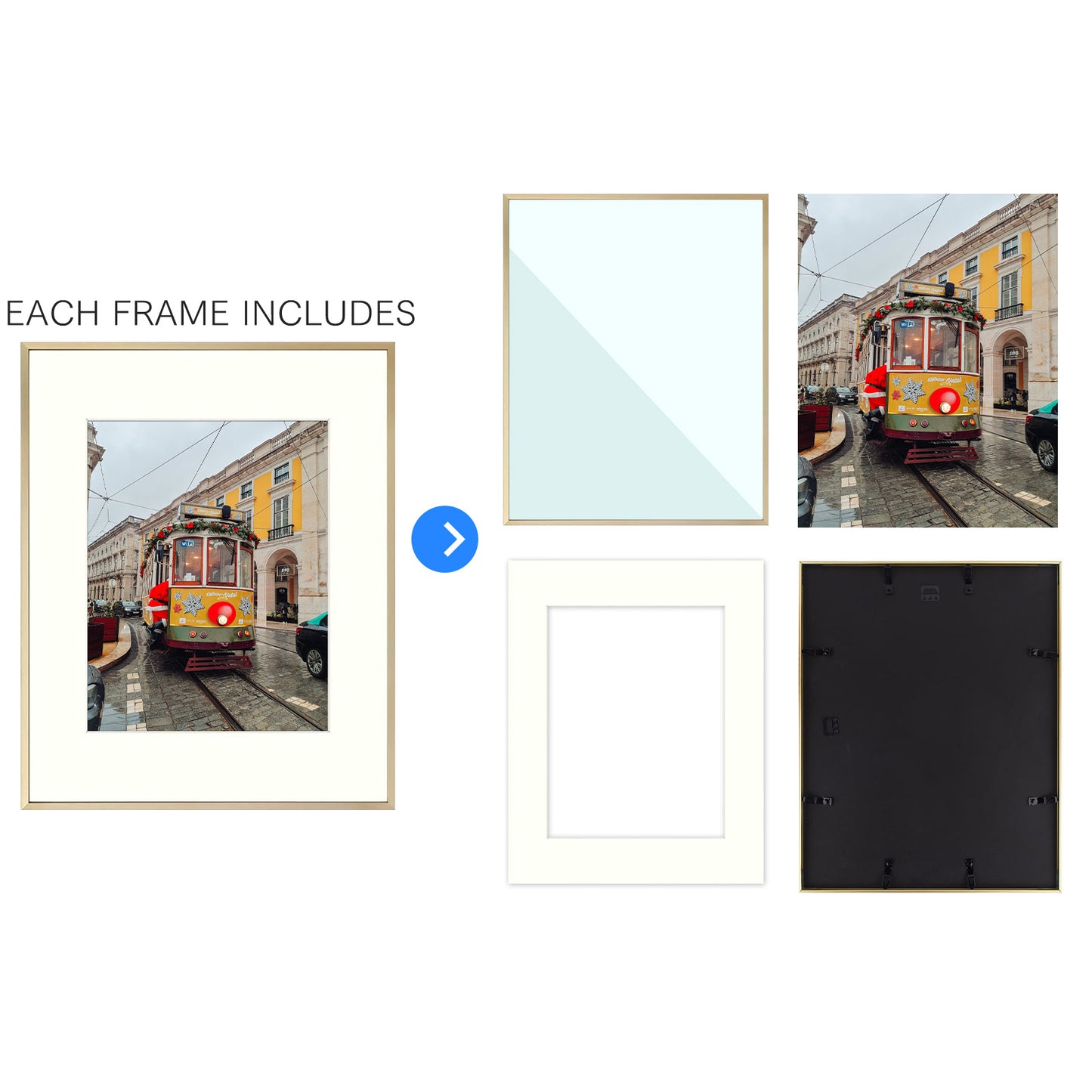16x20 Aluminum Frame for 11x14 Picture with Ivory Mat Gold Color (6 Pcs per Box)