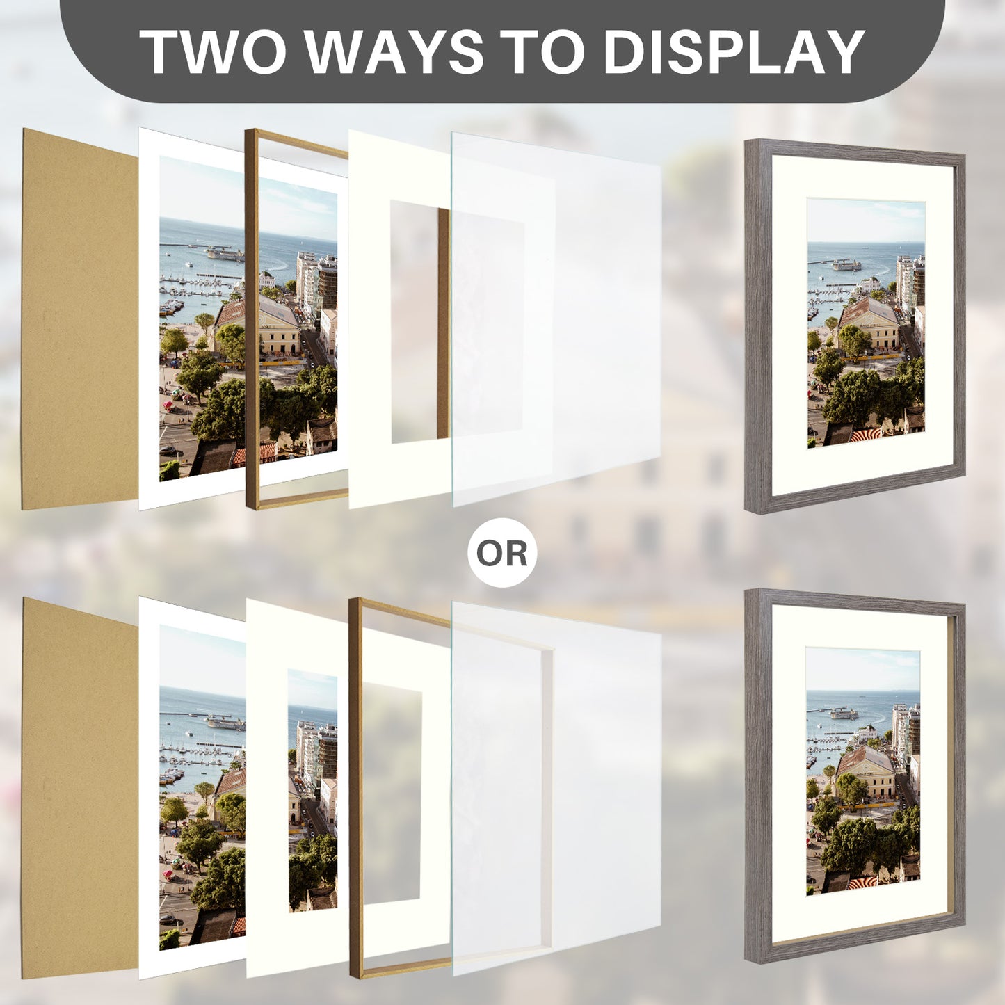 BOGO 12x16 Picture Frame for 8x12 Photo with Ivory Mat and Real Glass (8 Pcs Per Box)