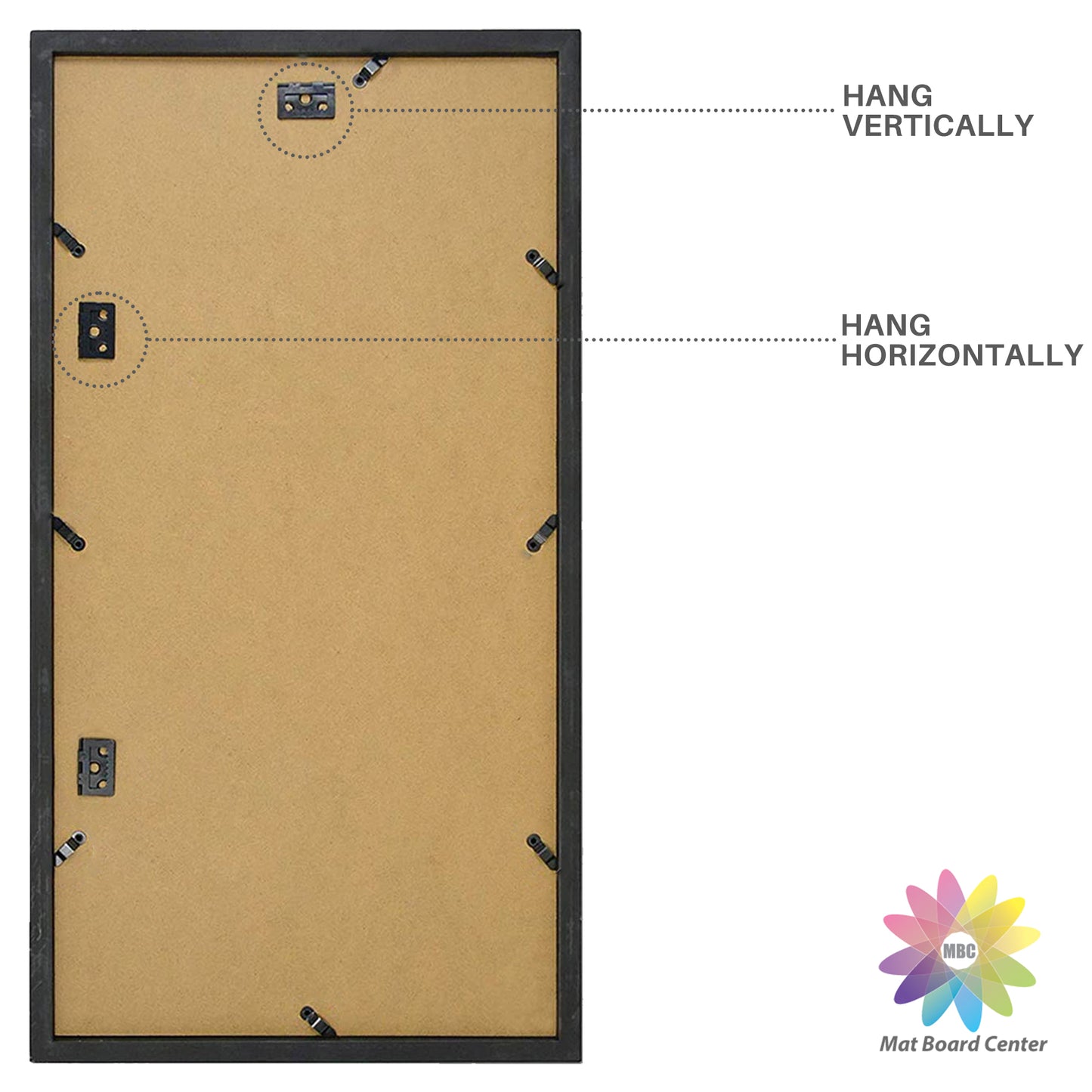11x22 Frame for 8.5x11 and 4x6 Picture Black Wood, Solid Smooth (6 Pcs per Box)