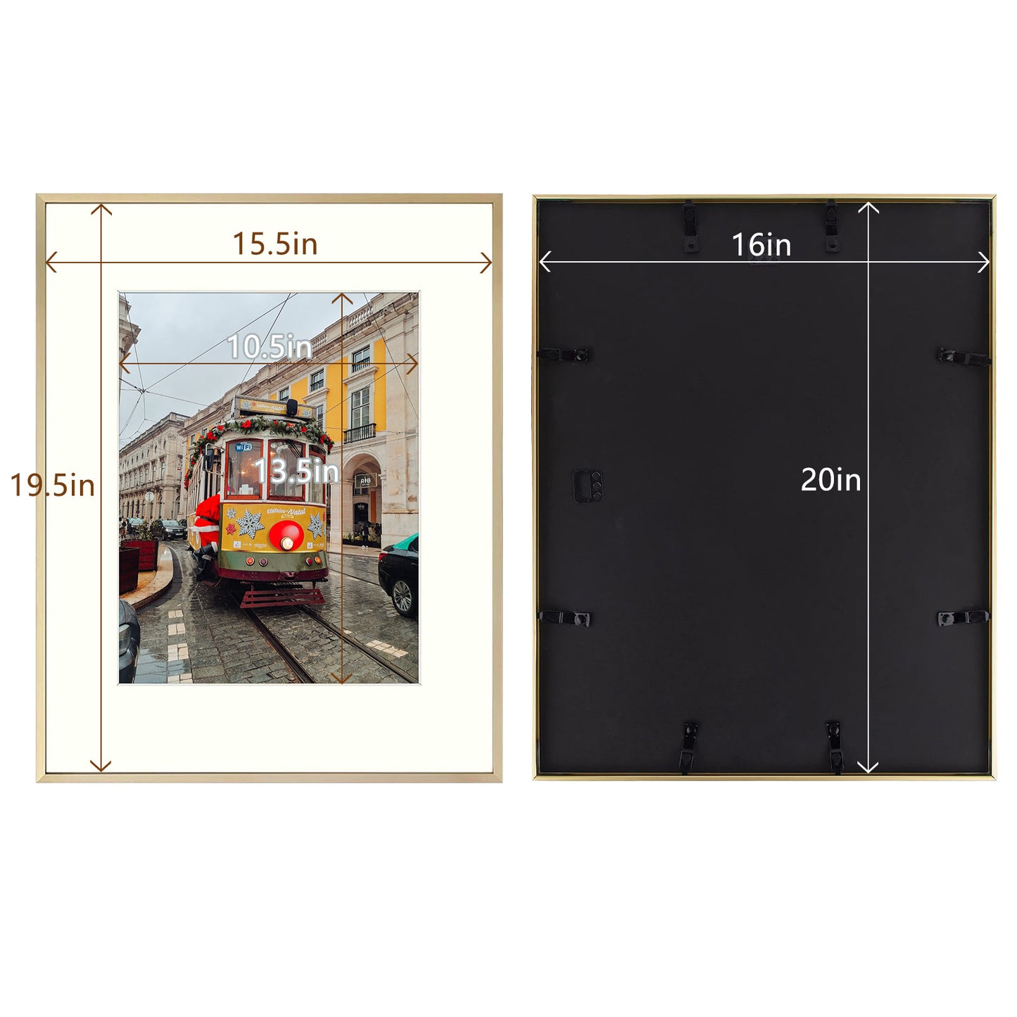 16x20 Aluminum Frame for 11x14 Picture with Ivory Mat Gold Color (6 Pcs per Box)