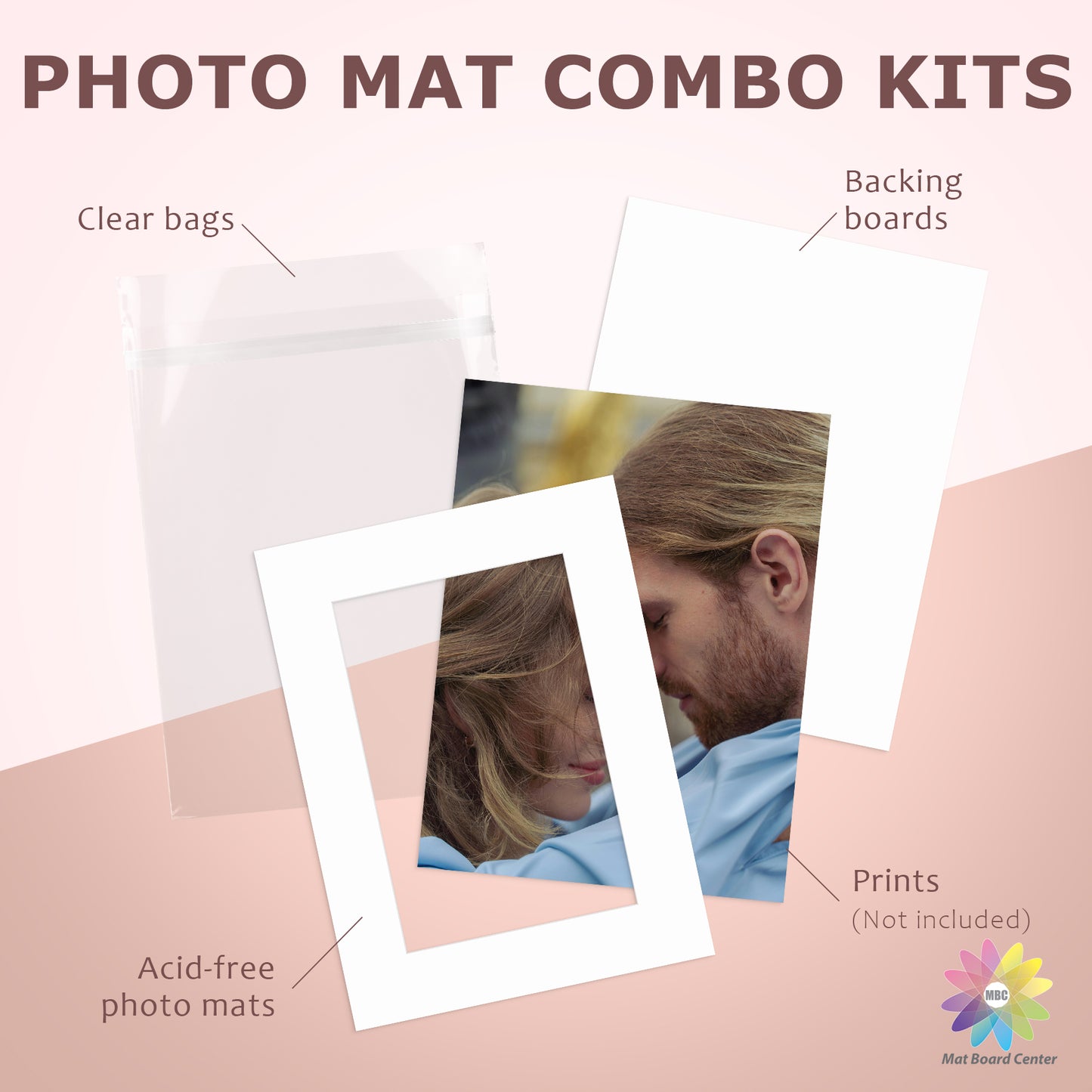 10 Pack 18x24 Whitecore Economy Pre-Cut Mat Board for 12x18 Photo+ Backing + Bag