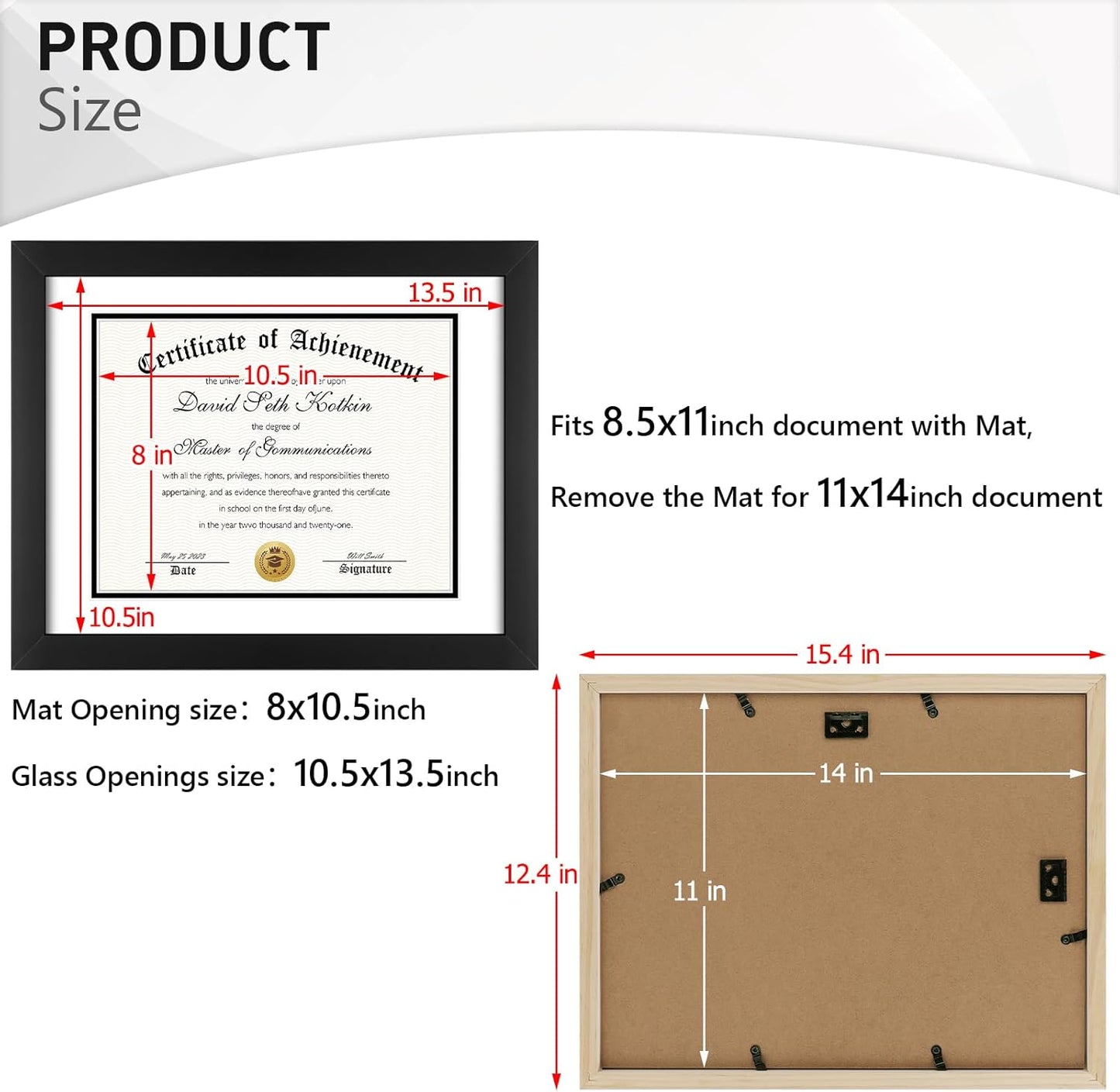 11x14 Wood Frame for 8.5x11 Certificate Diploma Frames (10 Pcs per Box)
