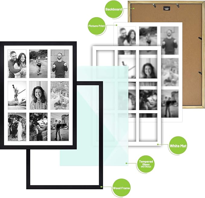 13.6x19.7 Collage Picture Frames for Nine 4x6 Pictures Wood Frames(8 Pcs per Box)