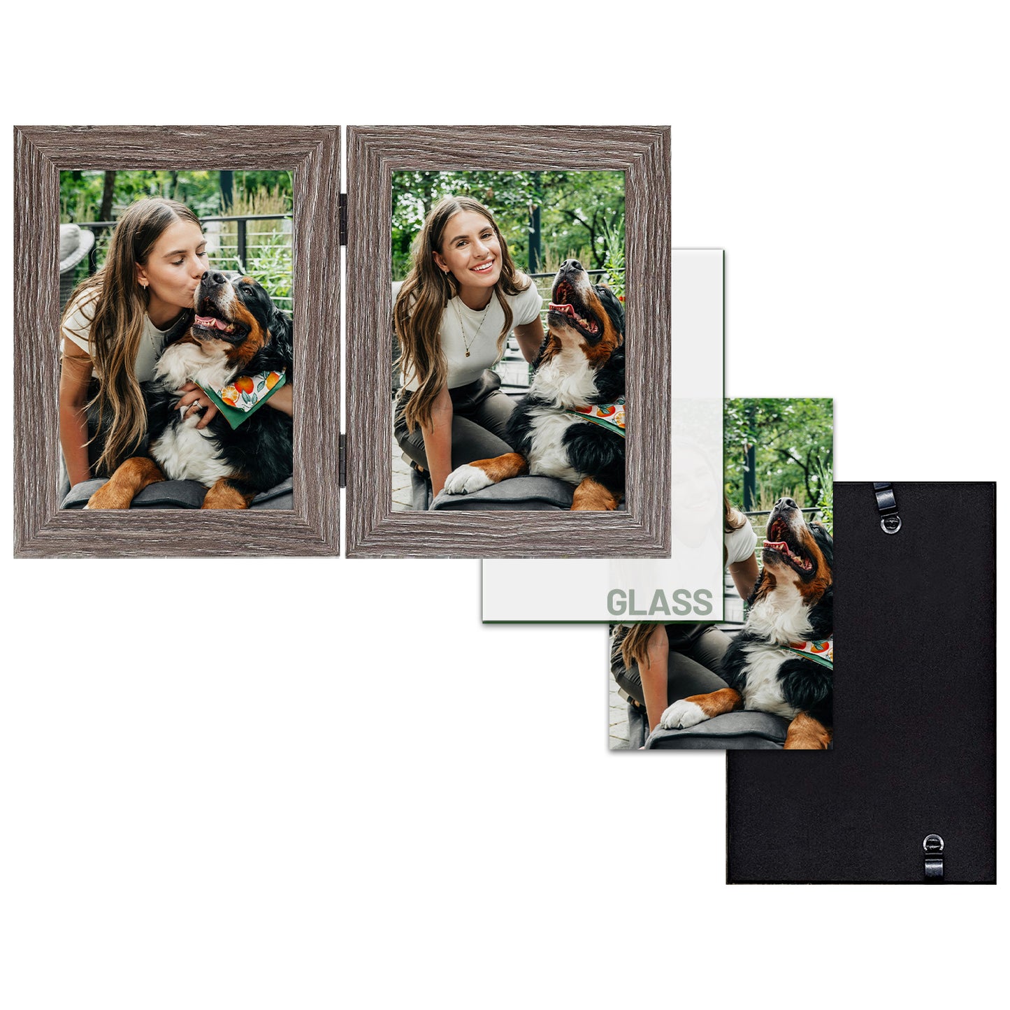 Clearance 5x7 Double Picture Frame Grey (10 Pcs Per Box)
