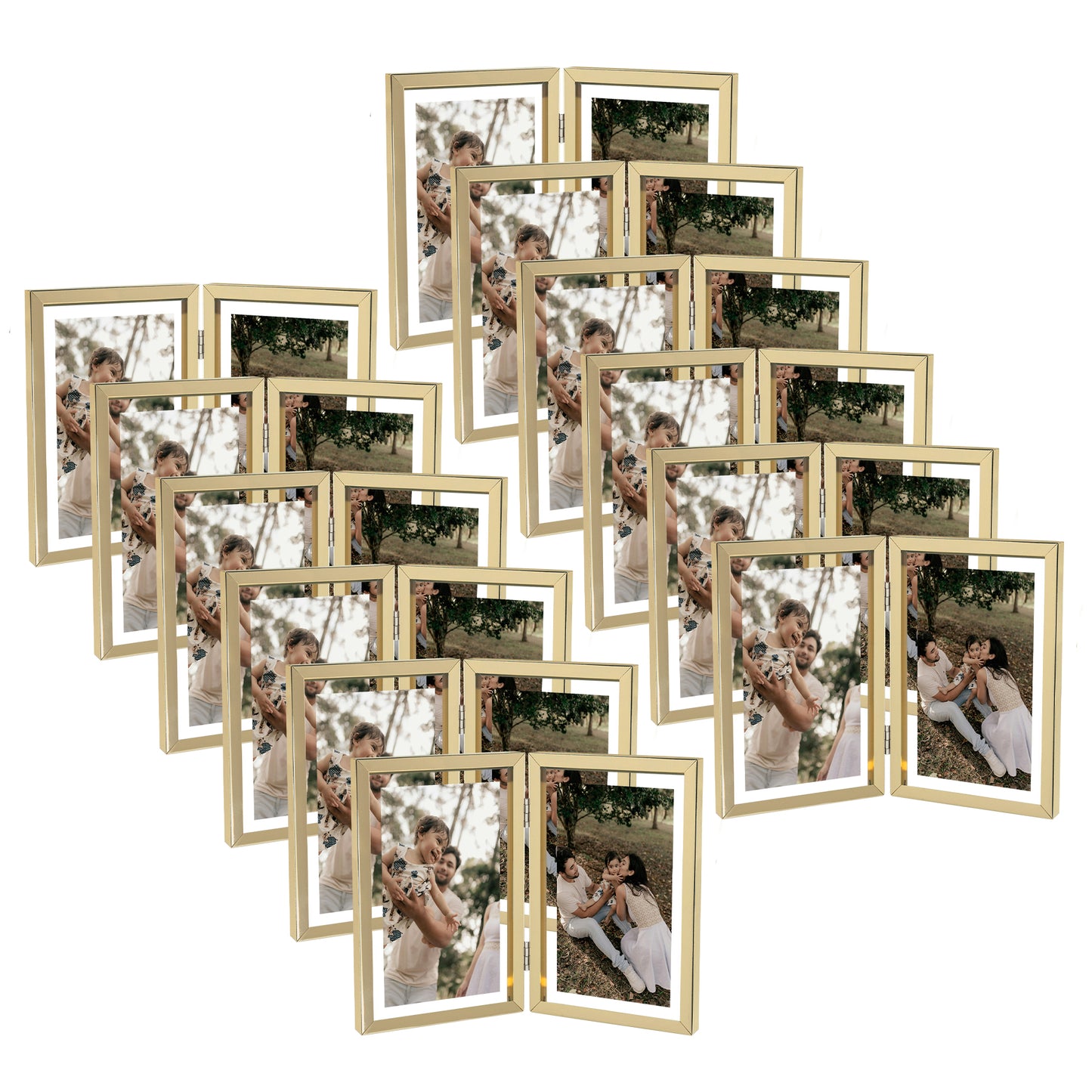 4x6 Floating Frame, Double Hinged Metal Frame Displays Any Size Photo up to 4 by 6 (12 Pcs Per Box) Gold