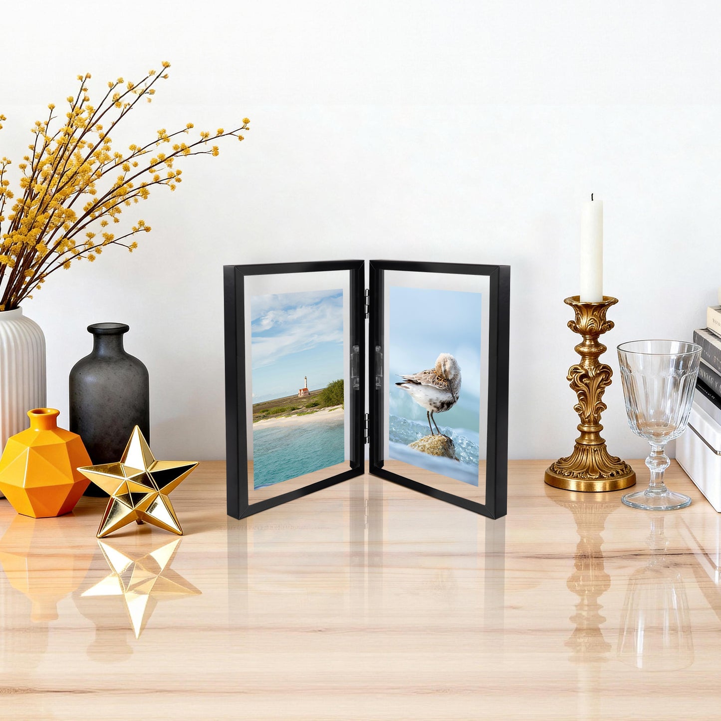 5x7 Floating Frame, Double Hinged Metal Frame Displays Any Size Photo up to 5 by 7 (12 Pcs Per Box)