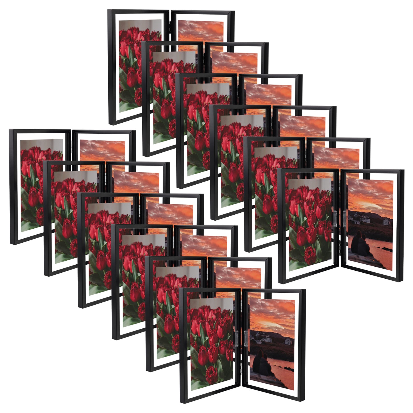 6x8 Floating Frame, Double Hinged Metal Frame Displays Any Size Photo up to 6 by 8 (12 Pcs Per Box) Black