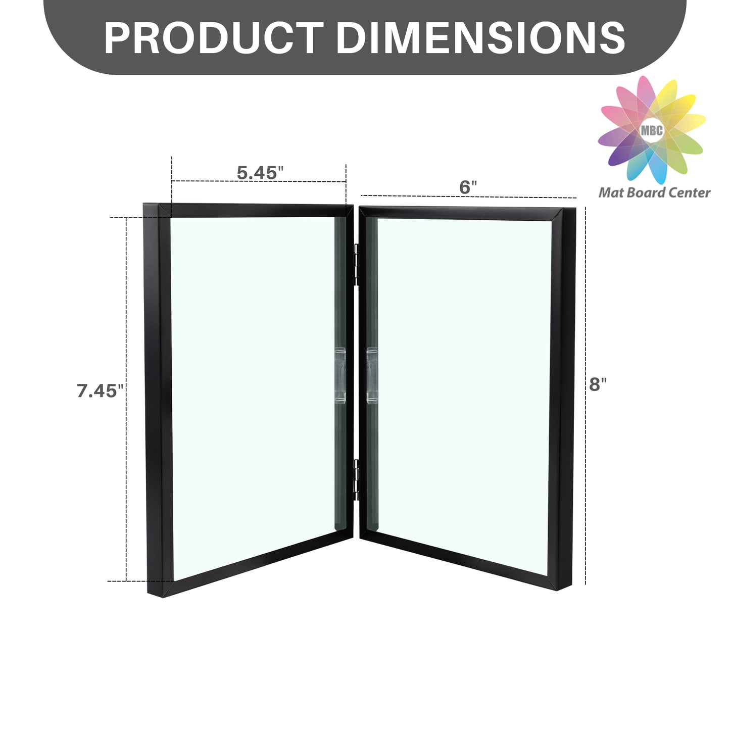 6x8 Floating Frame, Double Hinged Metal Frame Displays Any Size Photo up to 6 by 8 (12 Pcs Per Box)