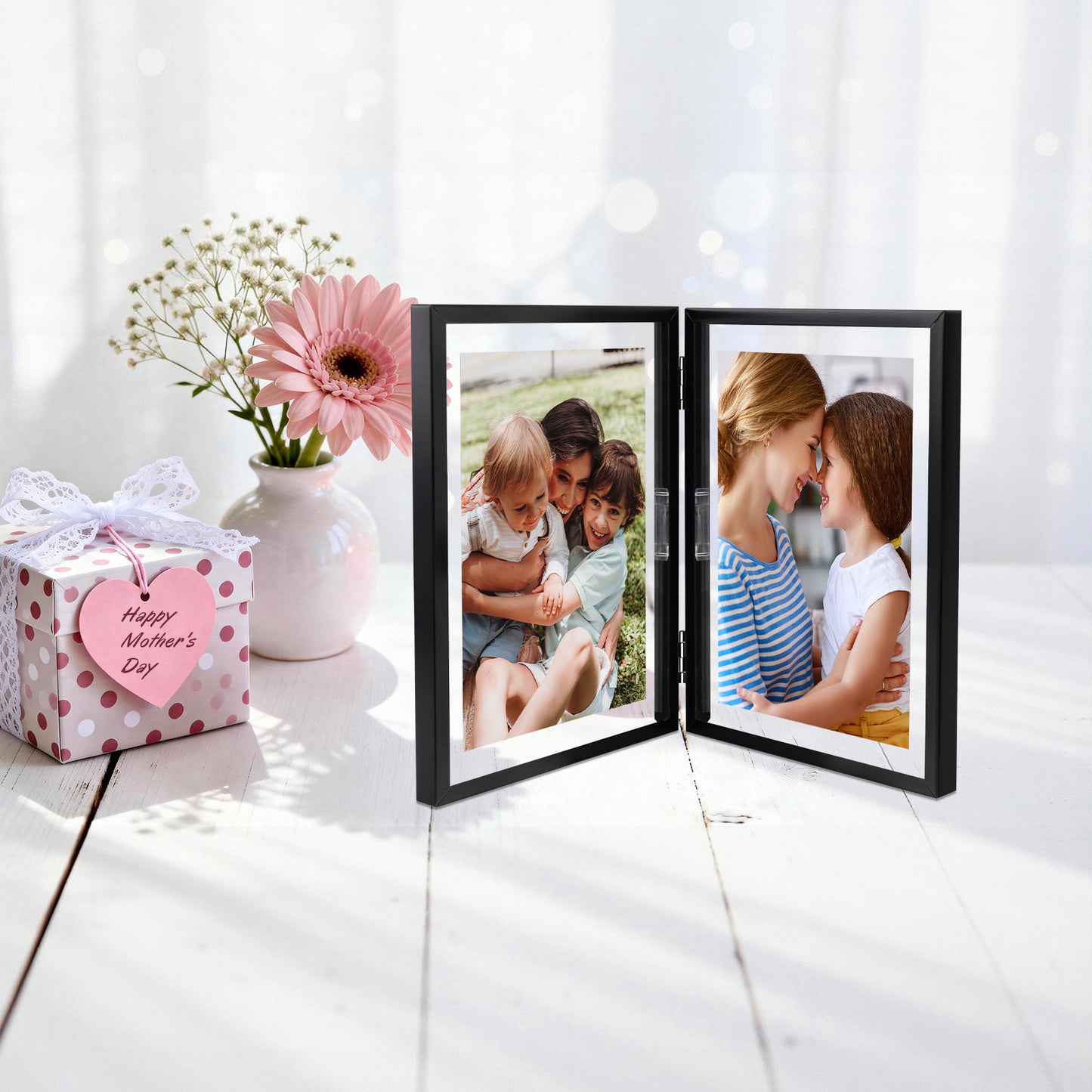 6x8 Floating Frame, Double Hinged Metal Frame Displays Any Size Photo up to 6 by 8 (12 Pcs Per Box)