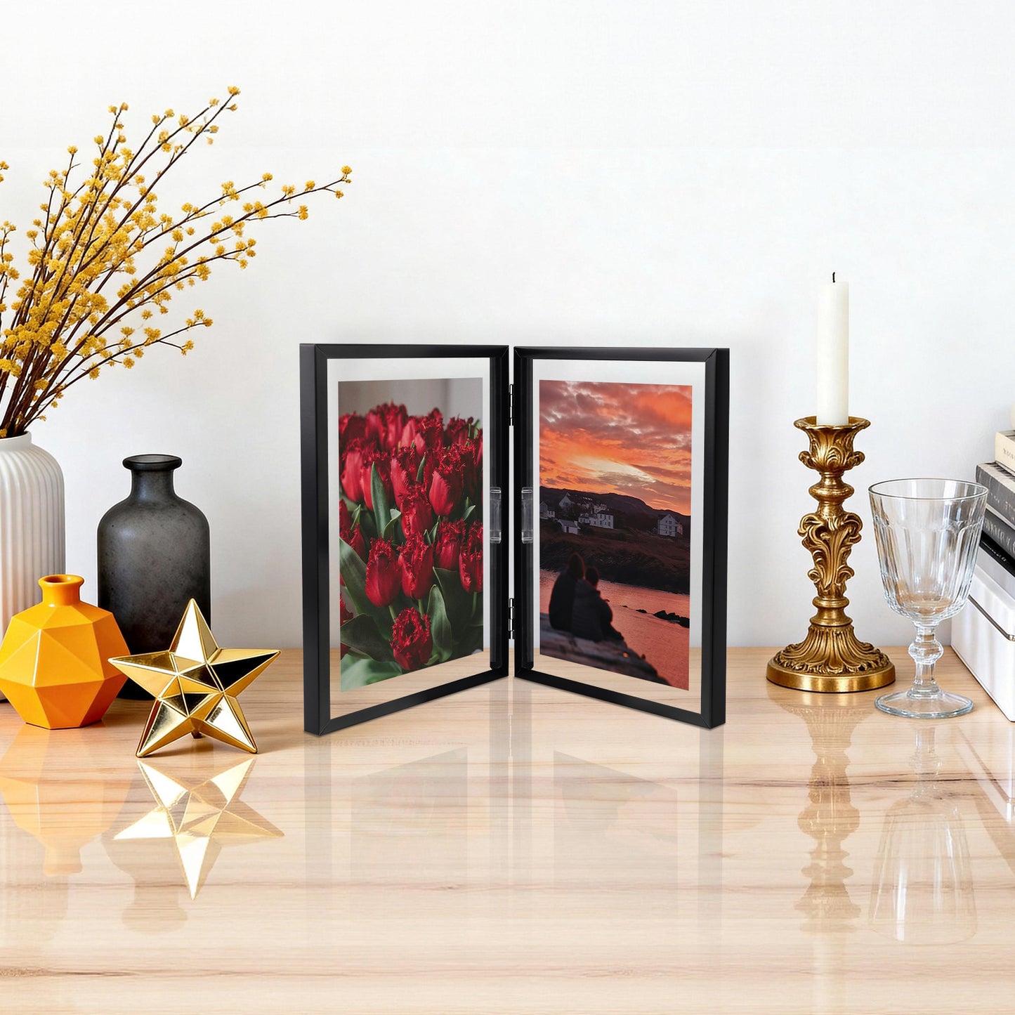 6x8 Floating Frame, Double Hinged Metal Frame Displays Any Size Photo up to 6 by 8 (12 Pcs Per Box)