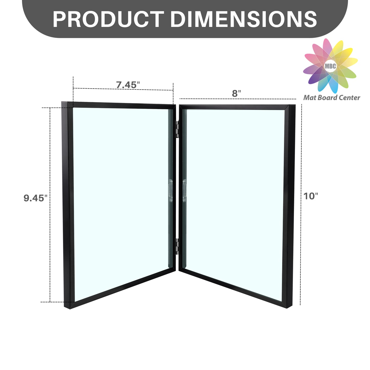 8x10 Floating Frame, Double Hinged Metal Frame Displays Any Size Photo up to 8 by 10 (12 Pcs Per Box)