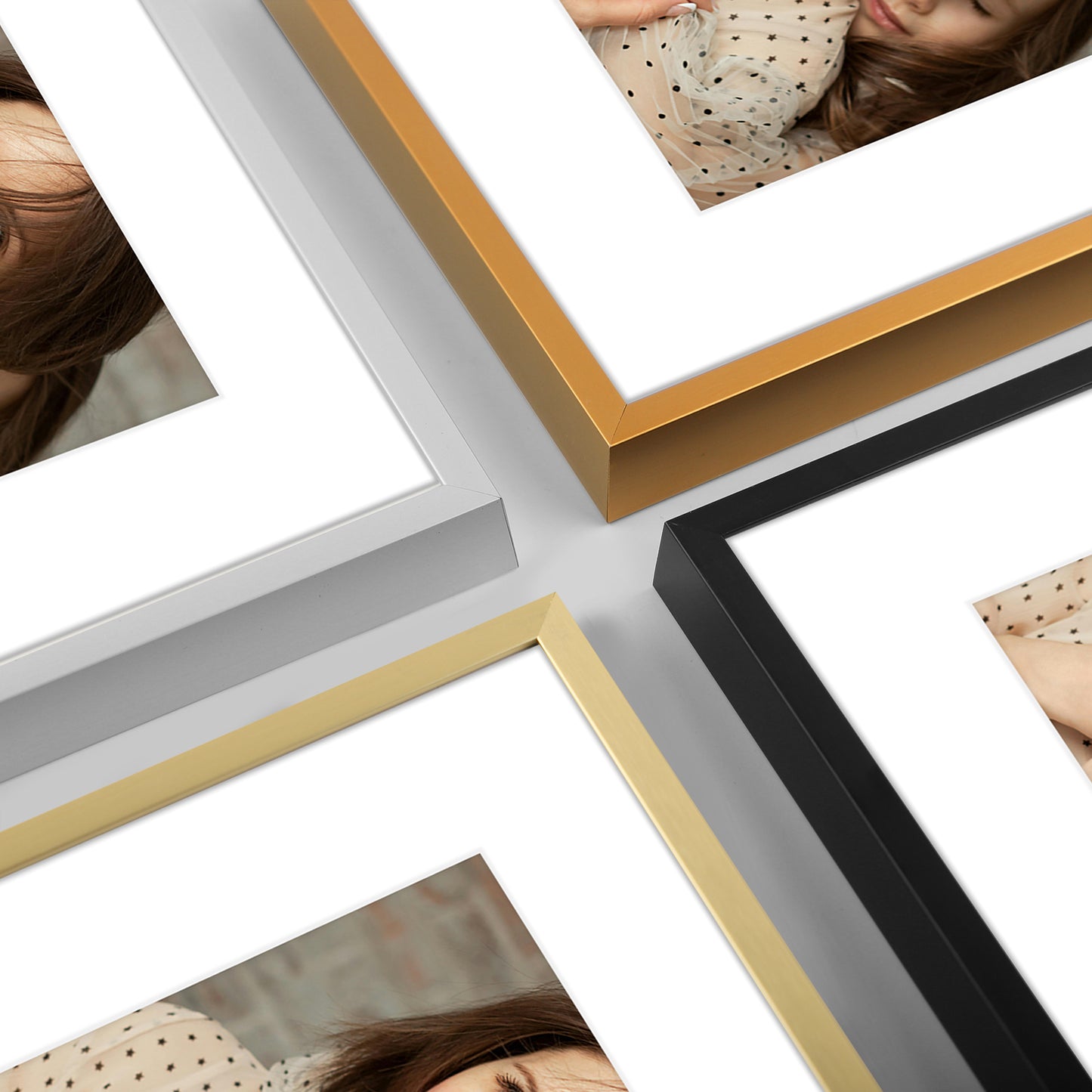 9x12 Metal Picture Frame for 6x8 Photo with White Mat and Real Glass (12 Pcs per Box)