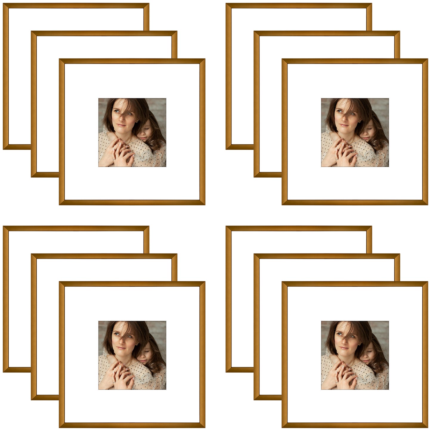 8x8 Aluminum Frame for 4x4 Picture (12 Pcs per Box) Bronze