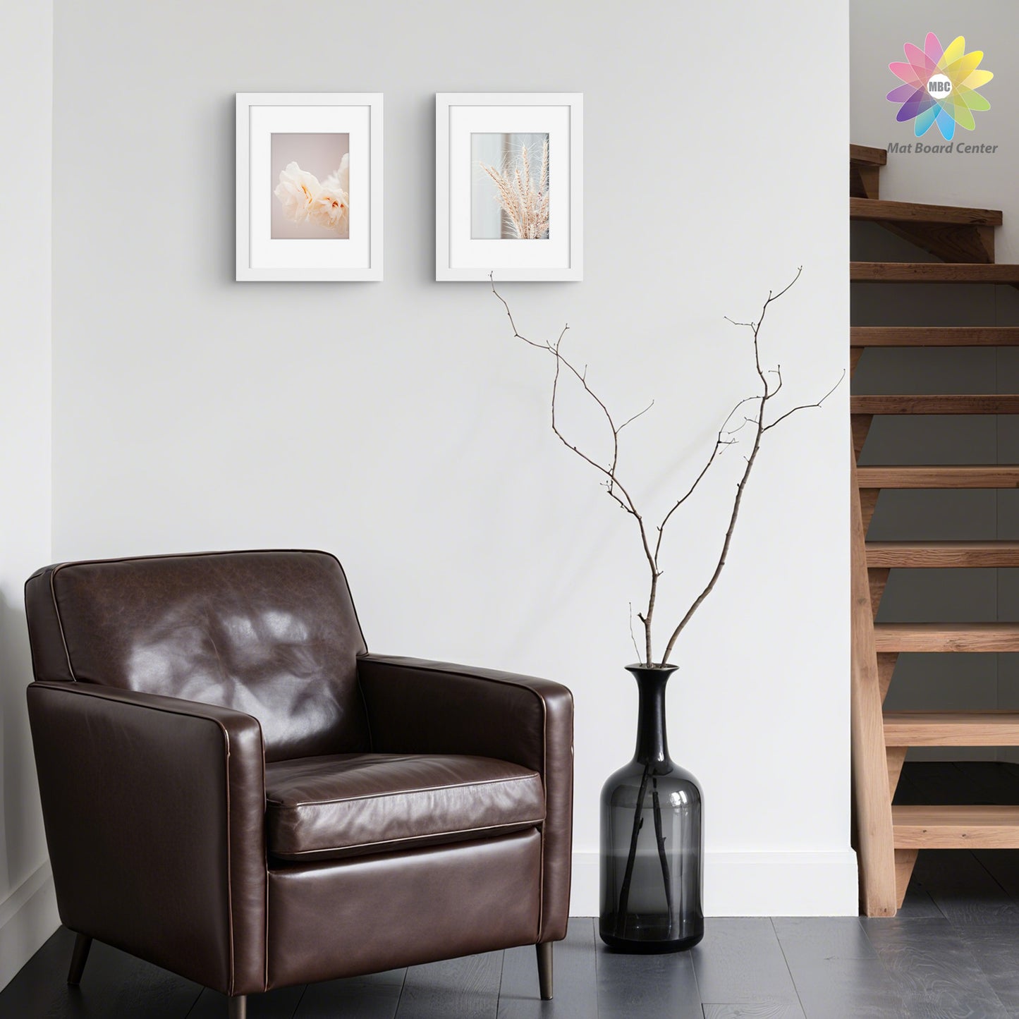 9x12 Picture Frame With White Mat 6x8 Real Glass White Color (8 Pcs Per Box)