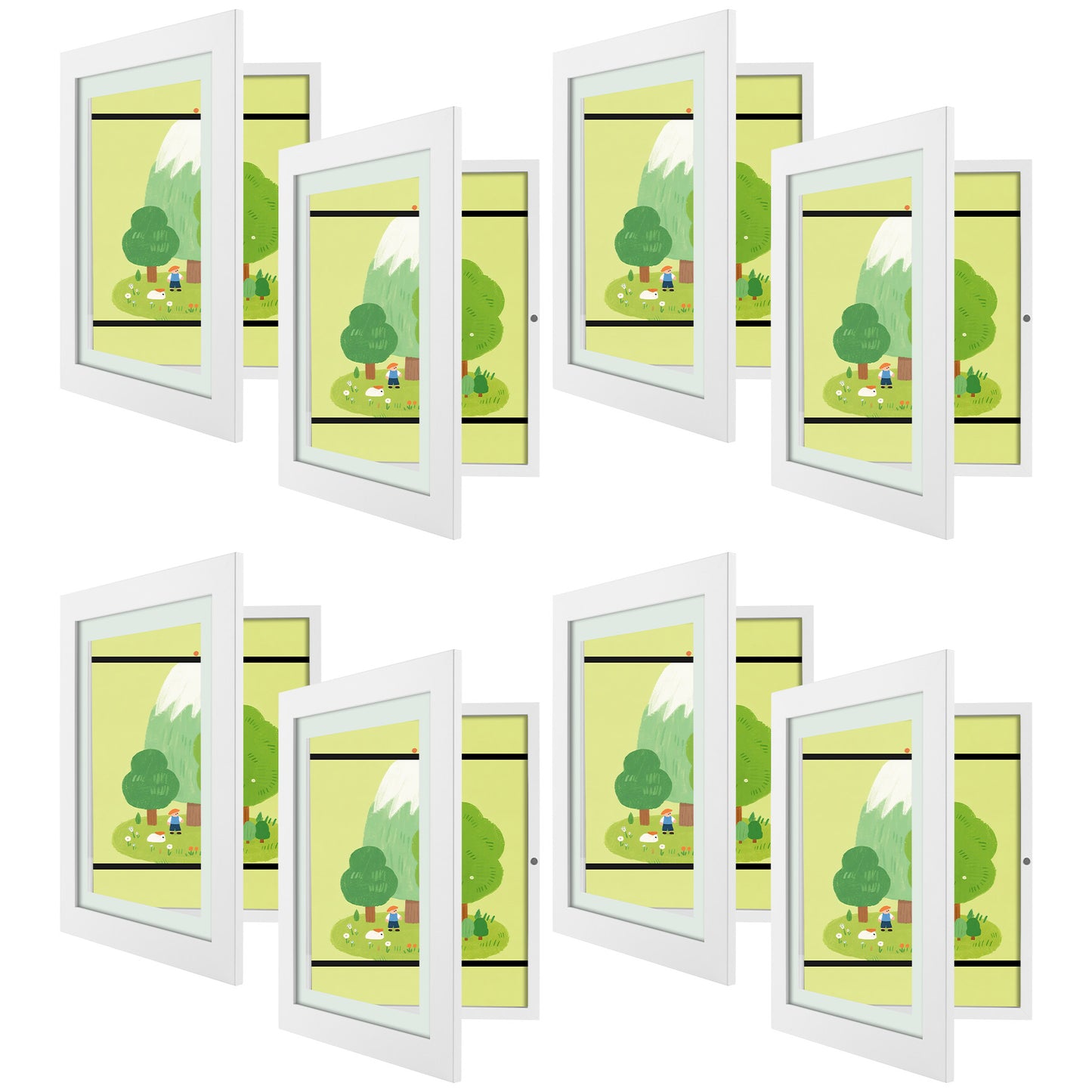 9x12 Kids art frames with Tempered Glass White color (8 Pcs Per Box)