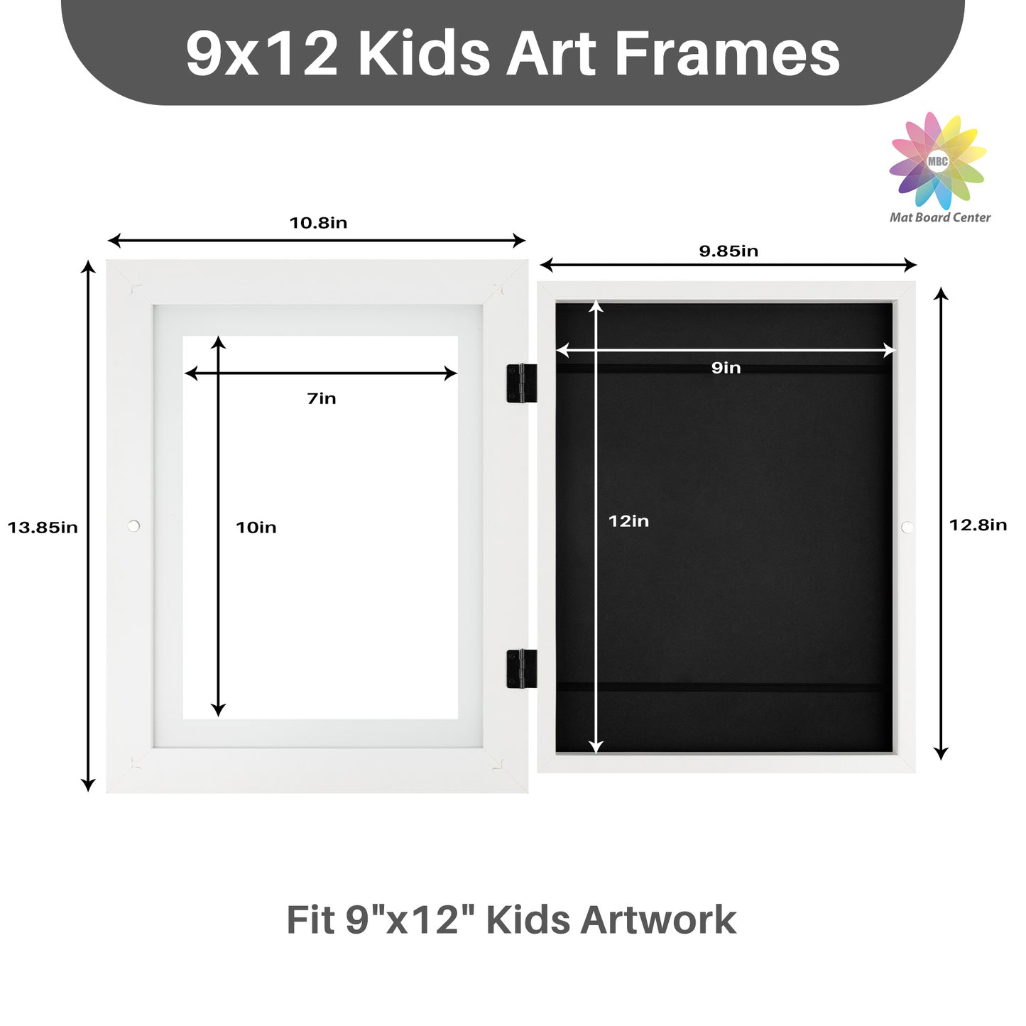 9x12 Kids art frames with Tempered Glass White color (8 Pcs Per Box)