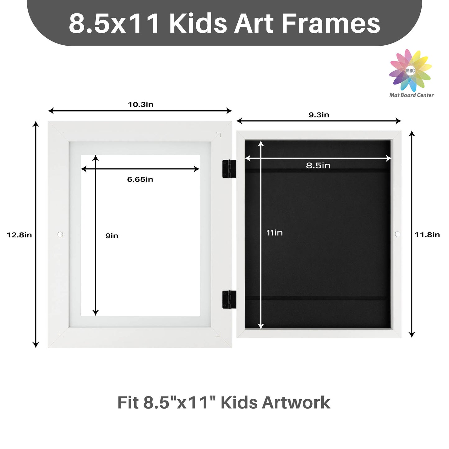 8.5x11 kids art frames with Tempered Glass White  (8 Pcs Per Box)