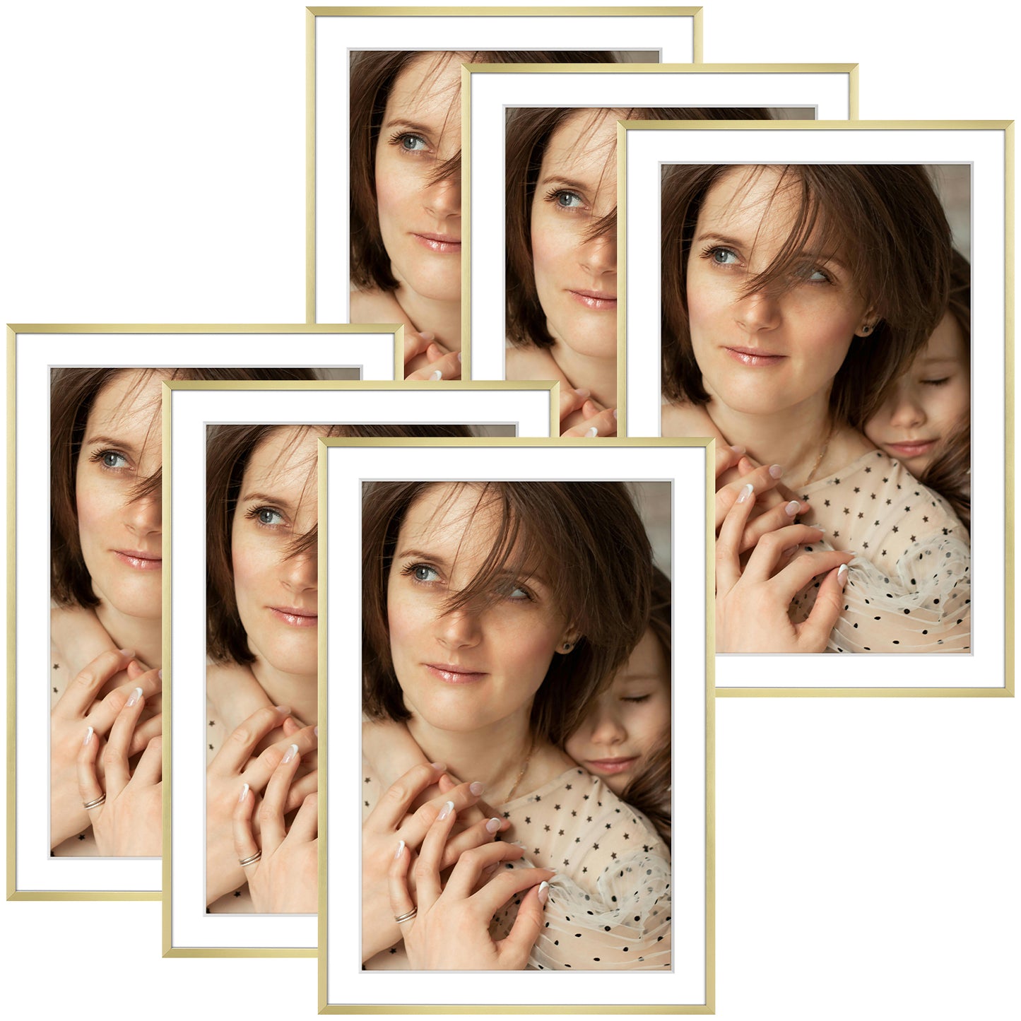 13x19 Metal Picture Frame for 11x17 Photo with White Mat and Real Glass (6 Pcs per Box) Gold