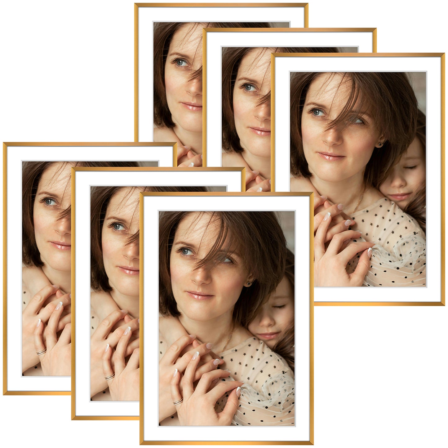 13x19 Metal Picture Frame for 11x17 Photo with White Mat and Real Glass (6 Pcs per Box) Bronze