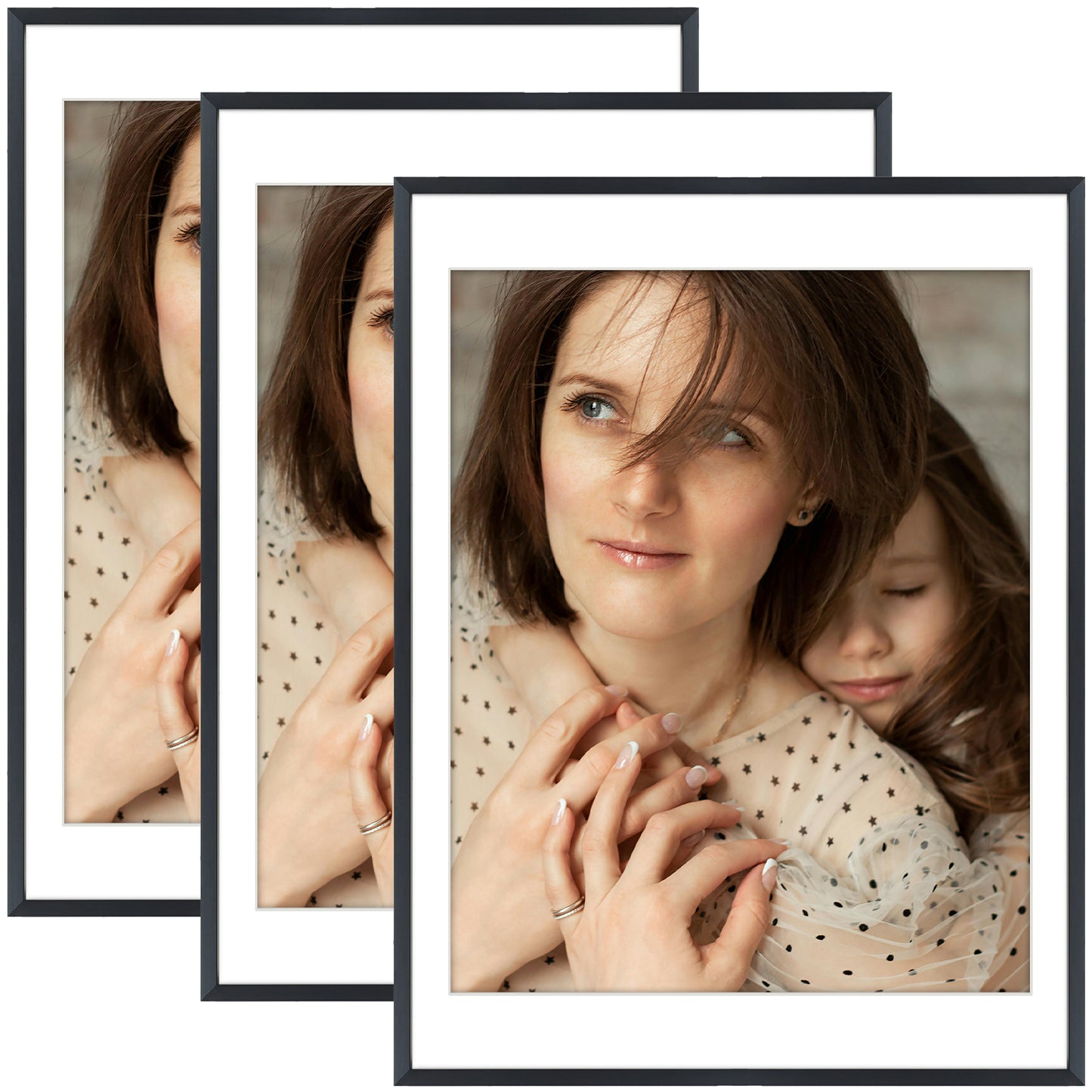 18x24 Metal Picture Frame for 16x20 Photo with White Mat and Real Glass (3 Pcs per Box) Black