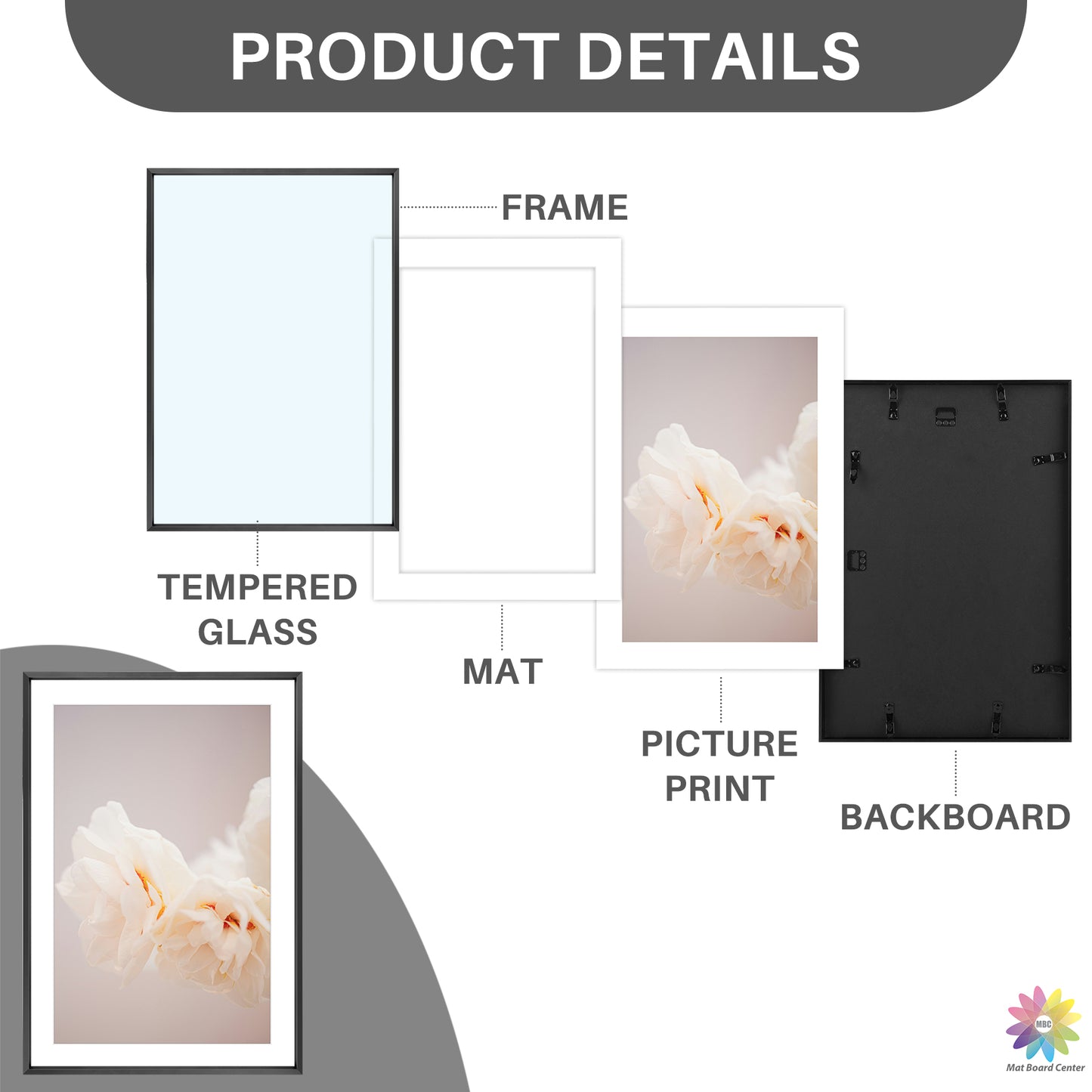 13x19 Poster Frame for 11x17 Pictures with White Mat (6 Pcs Per Box)