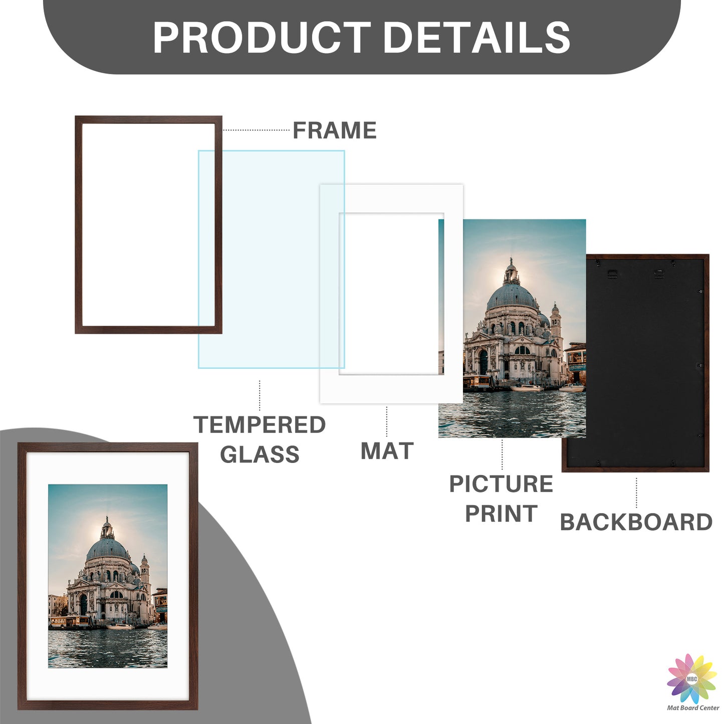 16x24 Picture Frame with White Mat for 12x18 Photo (6 Pcs Per Box)