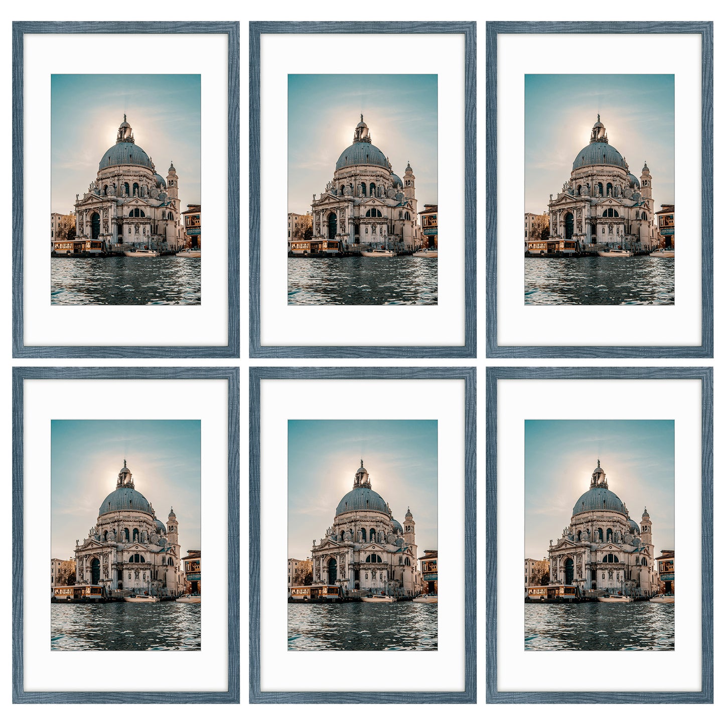 16x24 Picture Frame with White Mat for 12x18 Photo (6 Pcs Per Box) Blue
