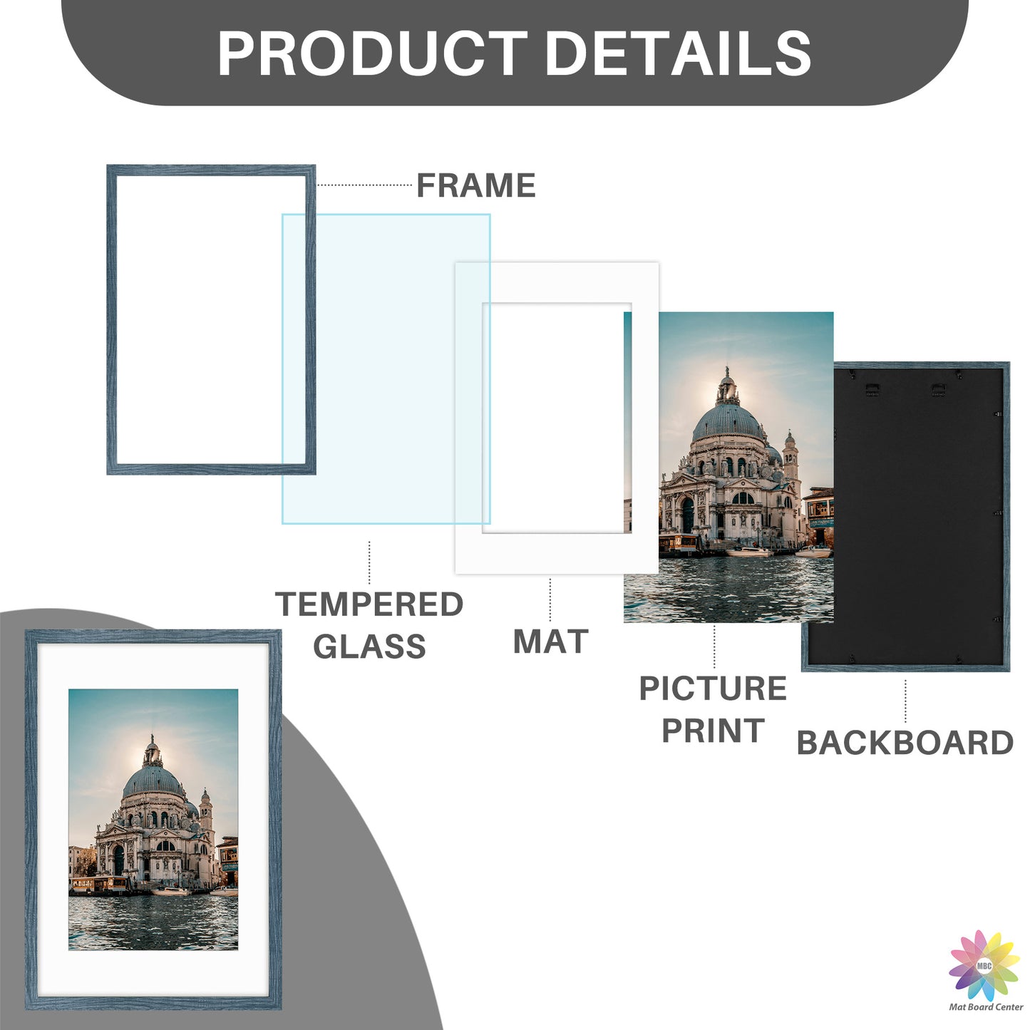 16x24 Picture Frame with White Mat for 12x18 Photo (6 Pcs Per Box)