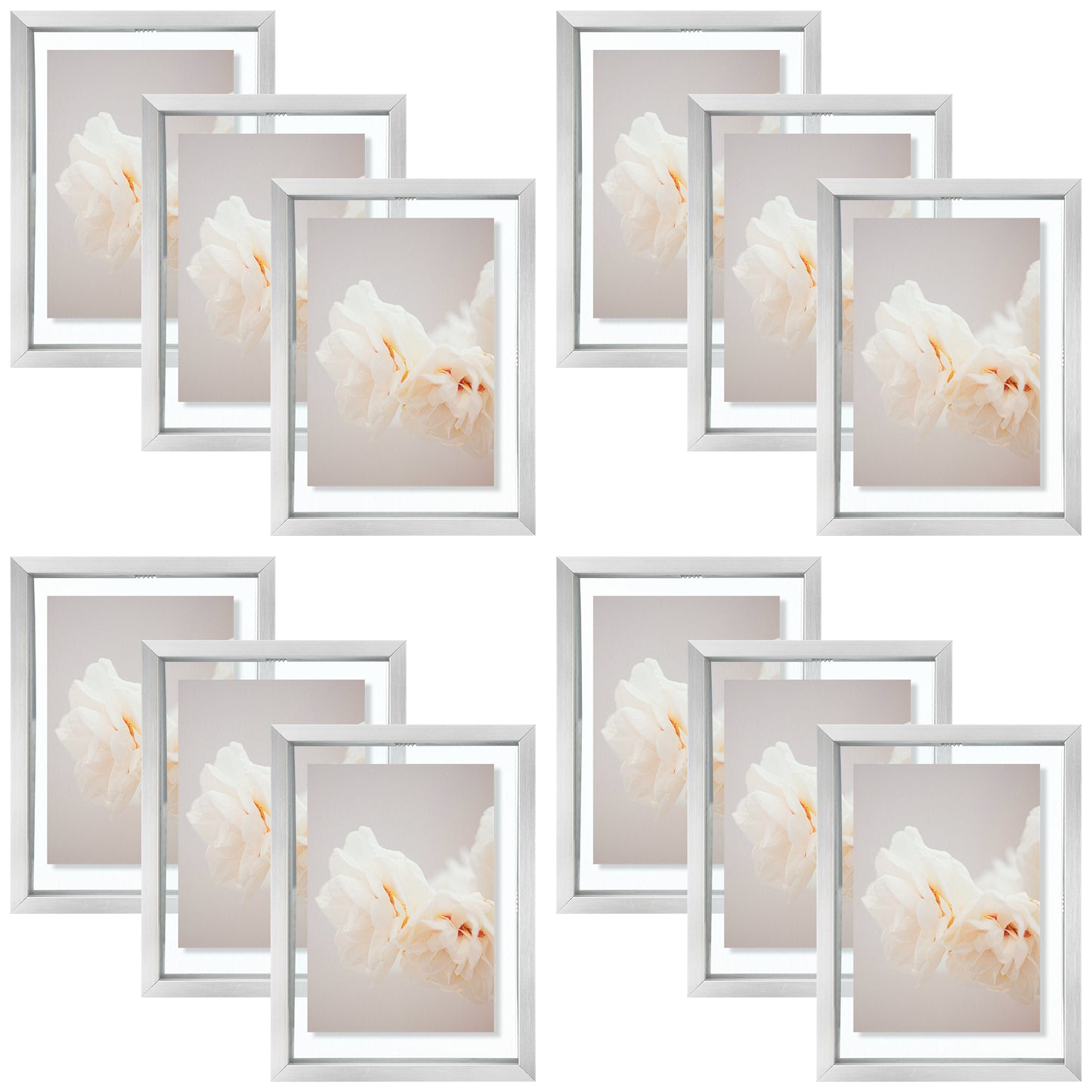 Clearance 5x7 Floating Aluminum Frame with Real Glass (12 Pcs Per Box)