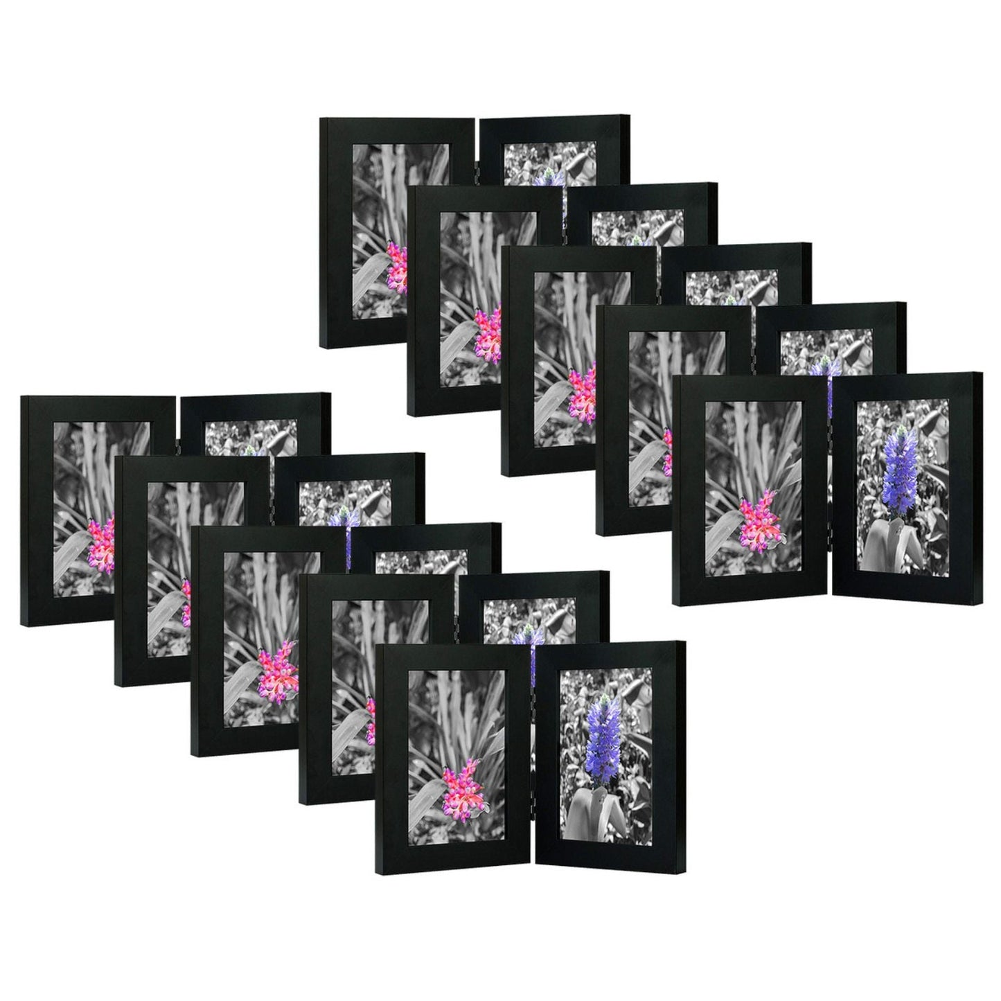 Double Picture Frame For 4x6 Photo Hinged Frames (10 Pcs Per Box) Black