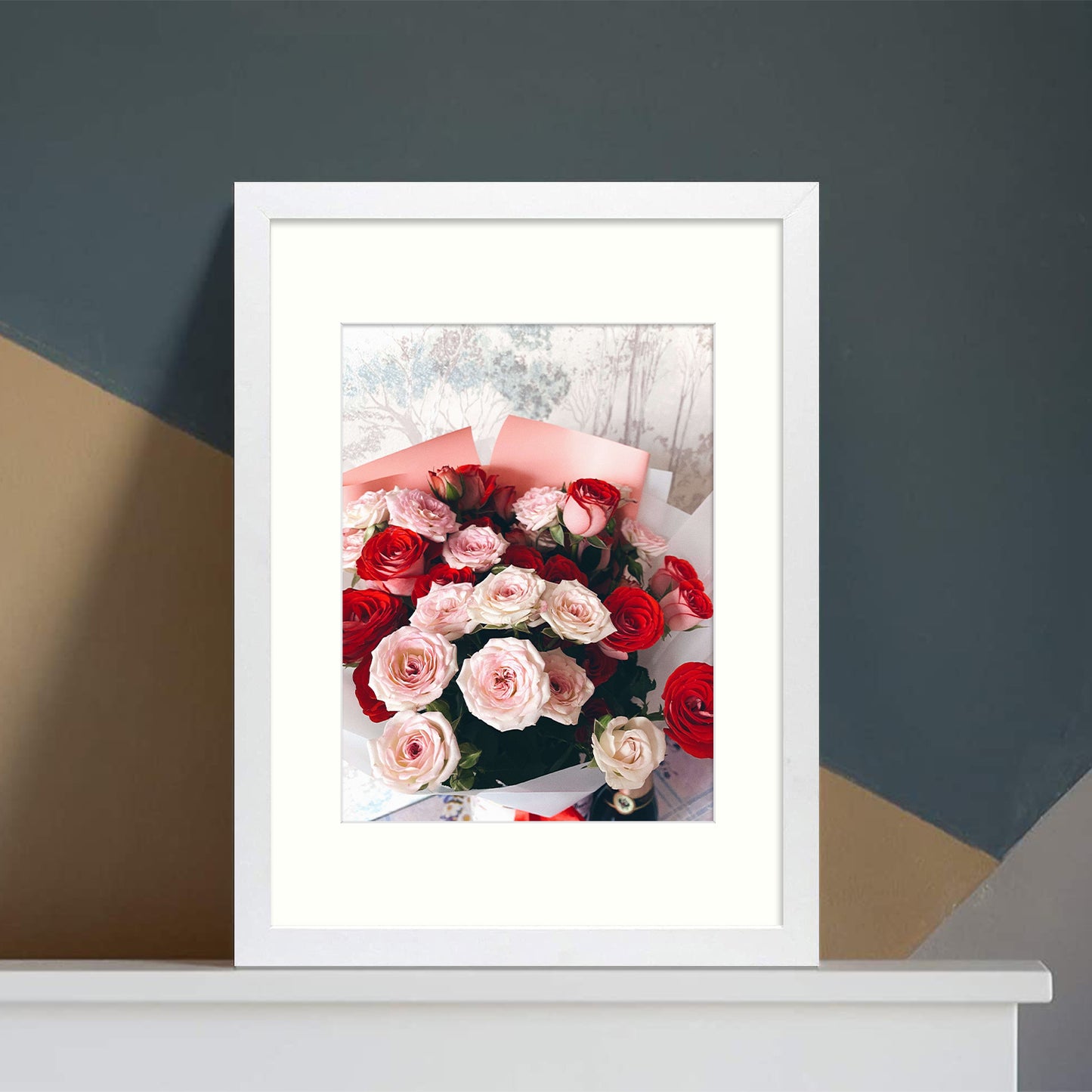 Clearance 12x16 Wood Frame for 8.5x11 Picture with Ivory Mat (8 Pcs per Box)