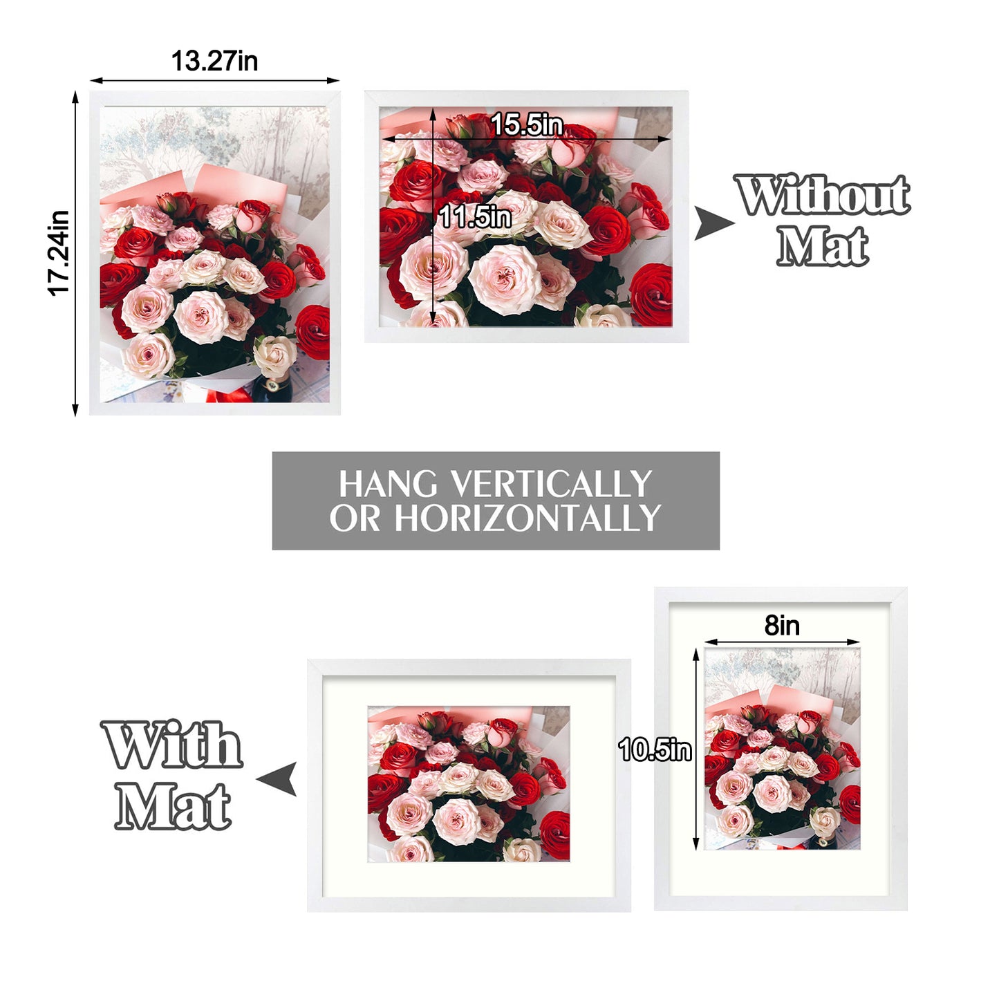 Clearance 12x16 Wood Frame for 8.5x11 Picture with Ivory Mat (8 Pcs per Box)