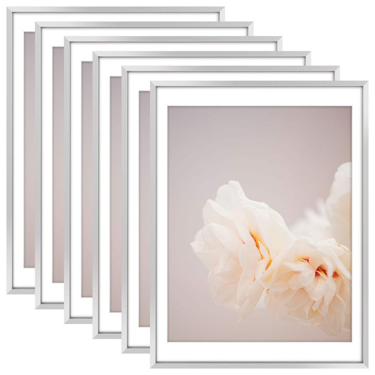 12x16 Aluminum Picutre Frame with White Mat for 11x14 Picture (6 Pcs Per Box) Silver
