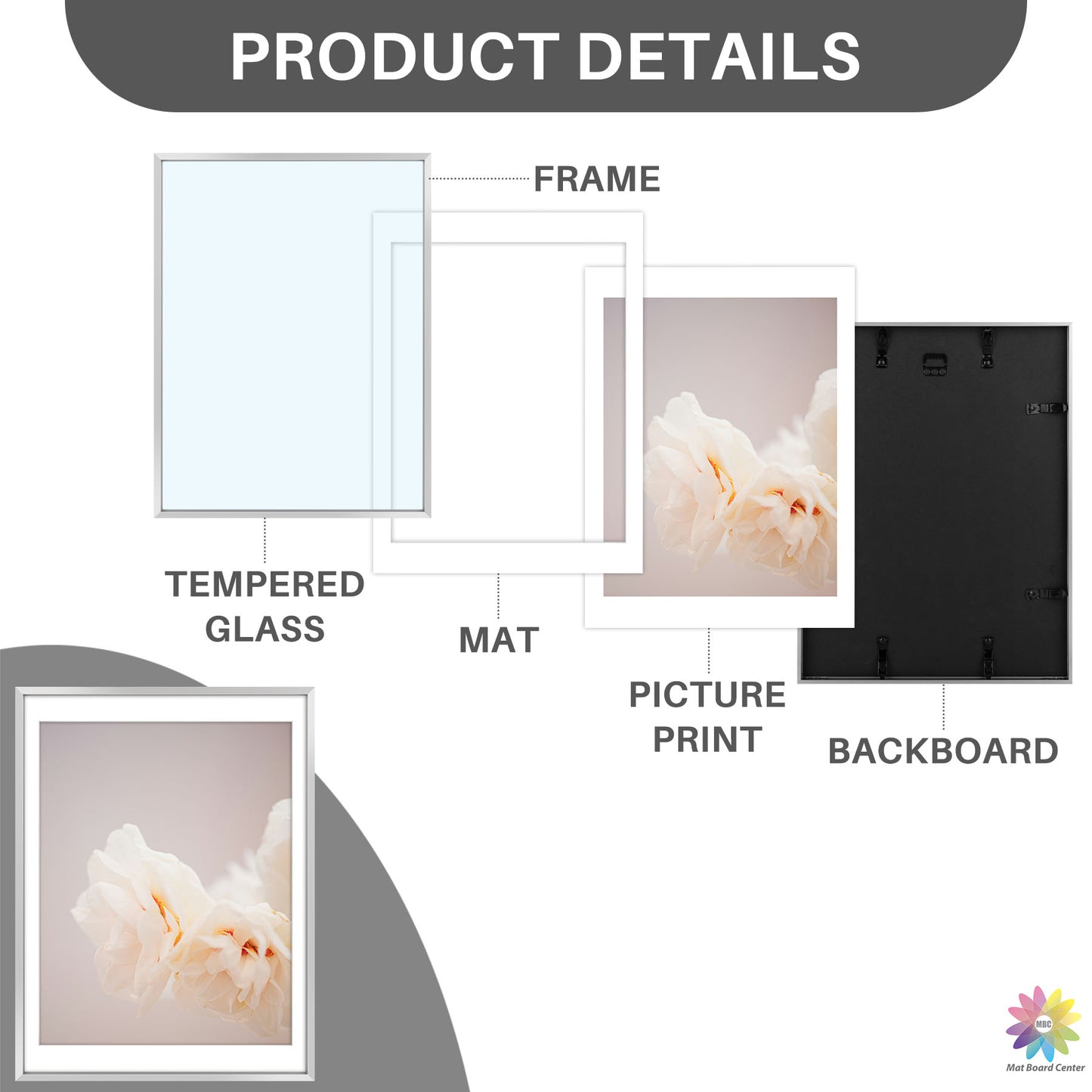 12x16 Aluminum Picutre Frame with White Mat for 11x14 Picture (6 Pcs Per Box)