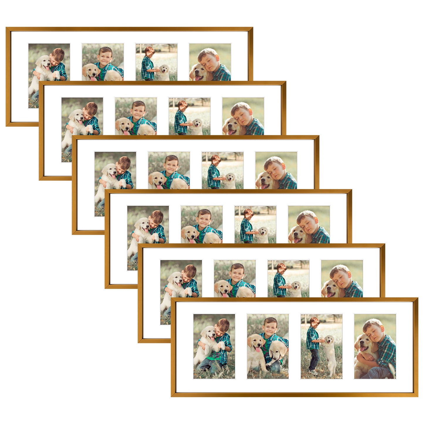 Clearance 8x20 Aluminum Collage Picture Frame for Four 4x6 Photos (6 Pcs Per Box) Bronze
