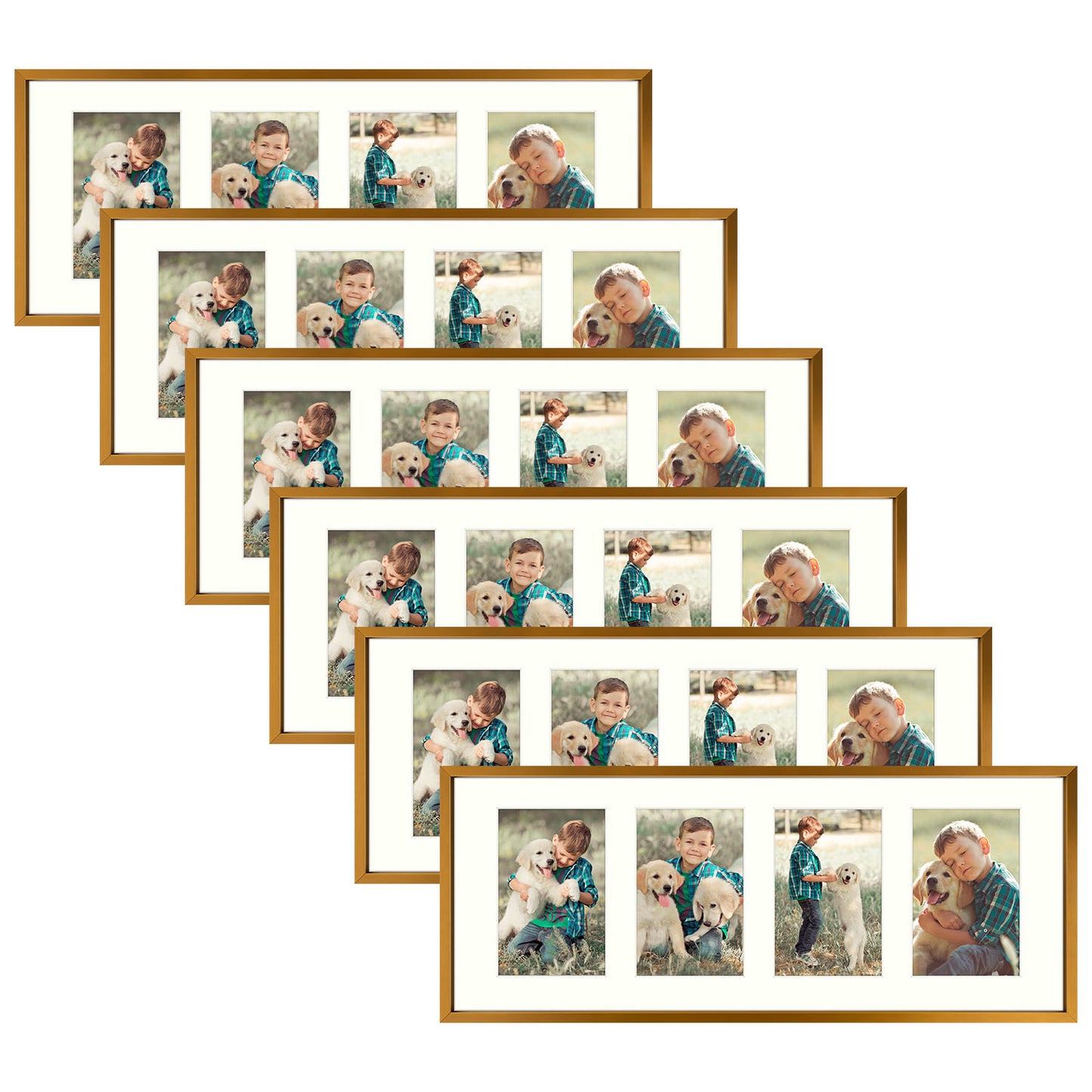 8x20 Aluminum Collage Picture Frame for Four 4x6 Photos (6 Pcs Per Box) Bronze
