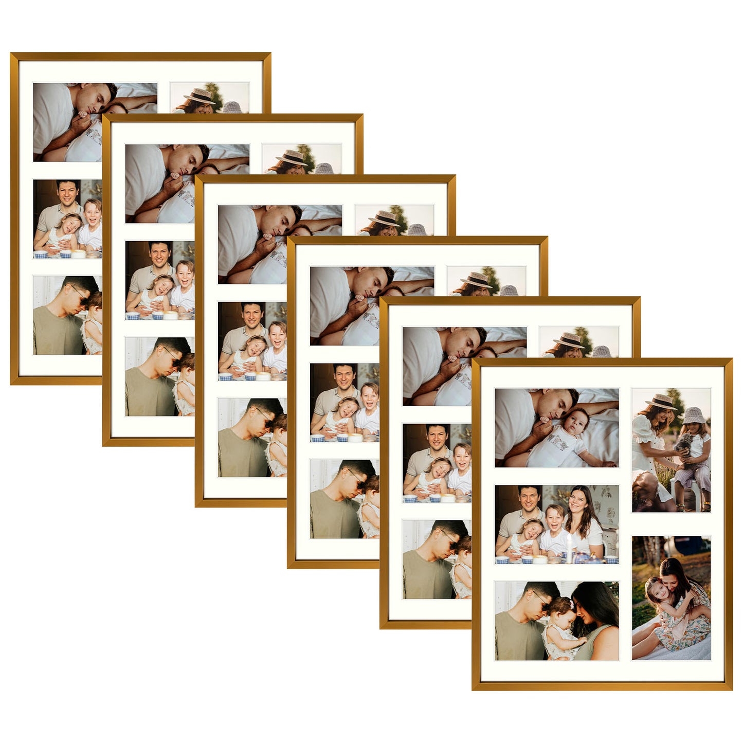 11x14 Aluminum Collage Picture Frame for Five 4x6 Photos (6 Pcs per Box) Bronze