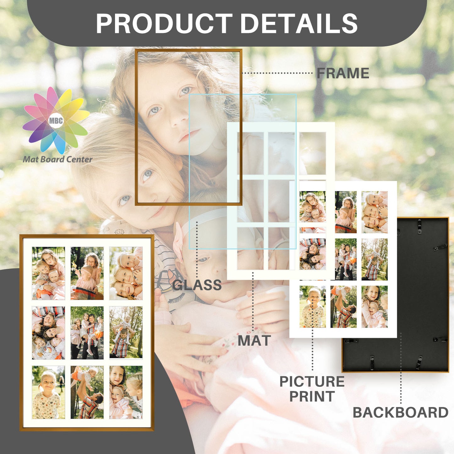 13.6x19.7 Aluminum Collage Picture Frame for Nine 4x6 Photos (4 Pcs per Box)