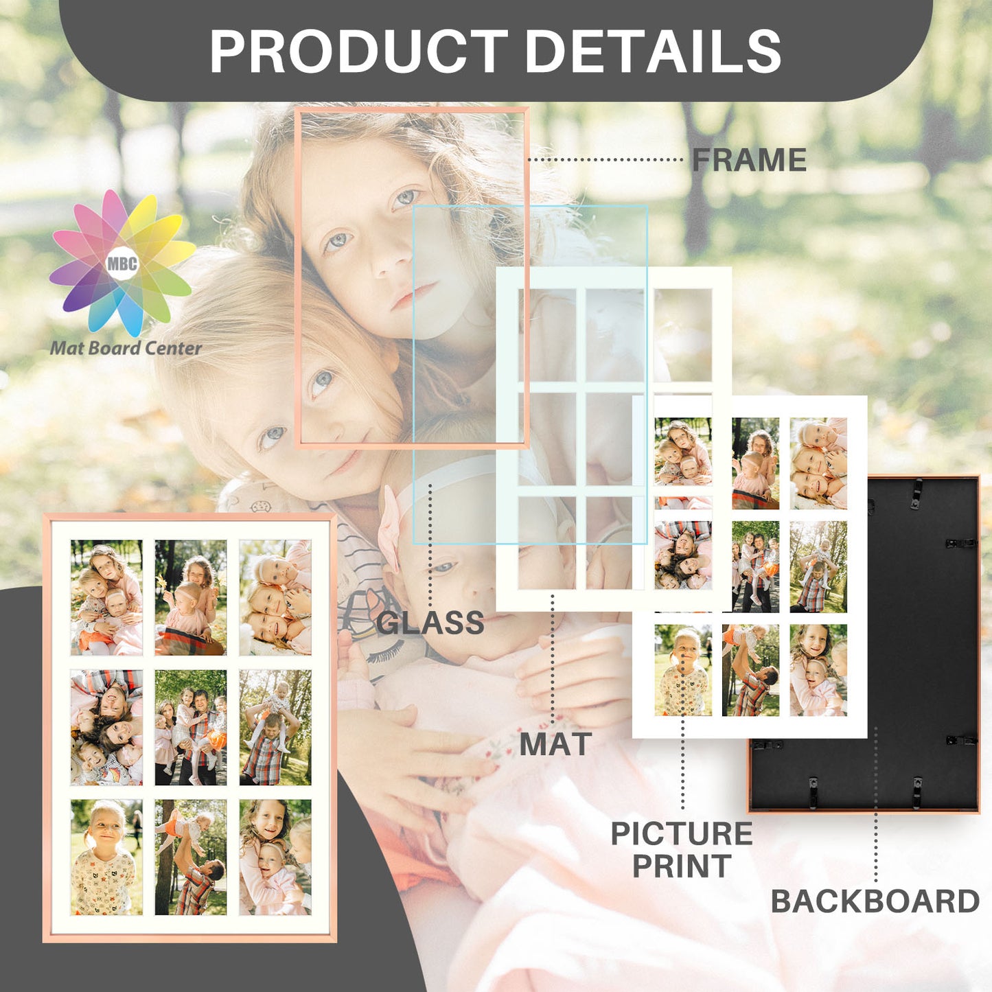 13.6x19.7 Aluminum Collage Picture Frame for Nine 4x6 Photos (4 Pcs per Box)